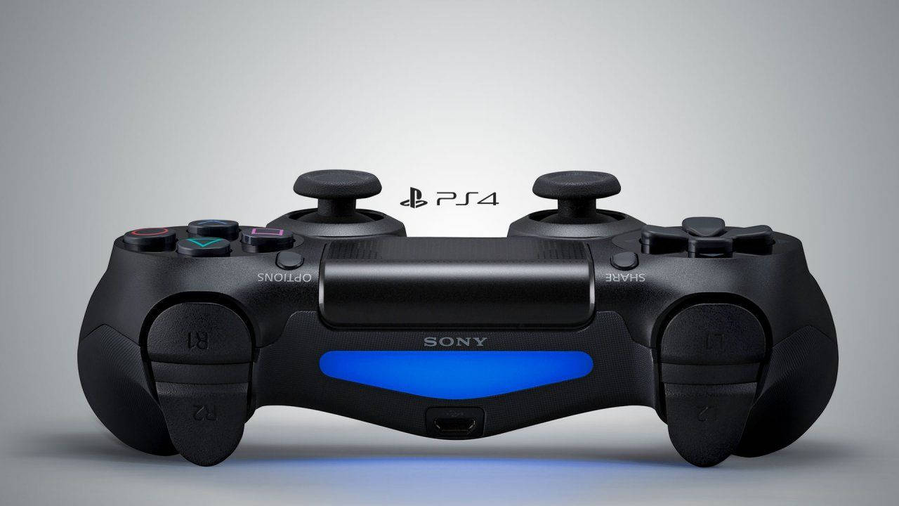 黑色PlayStation 4控制器，中央握把上發出藍色光芒。 — Ps4 壁紙