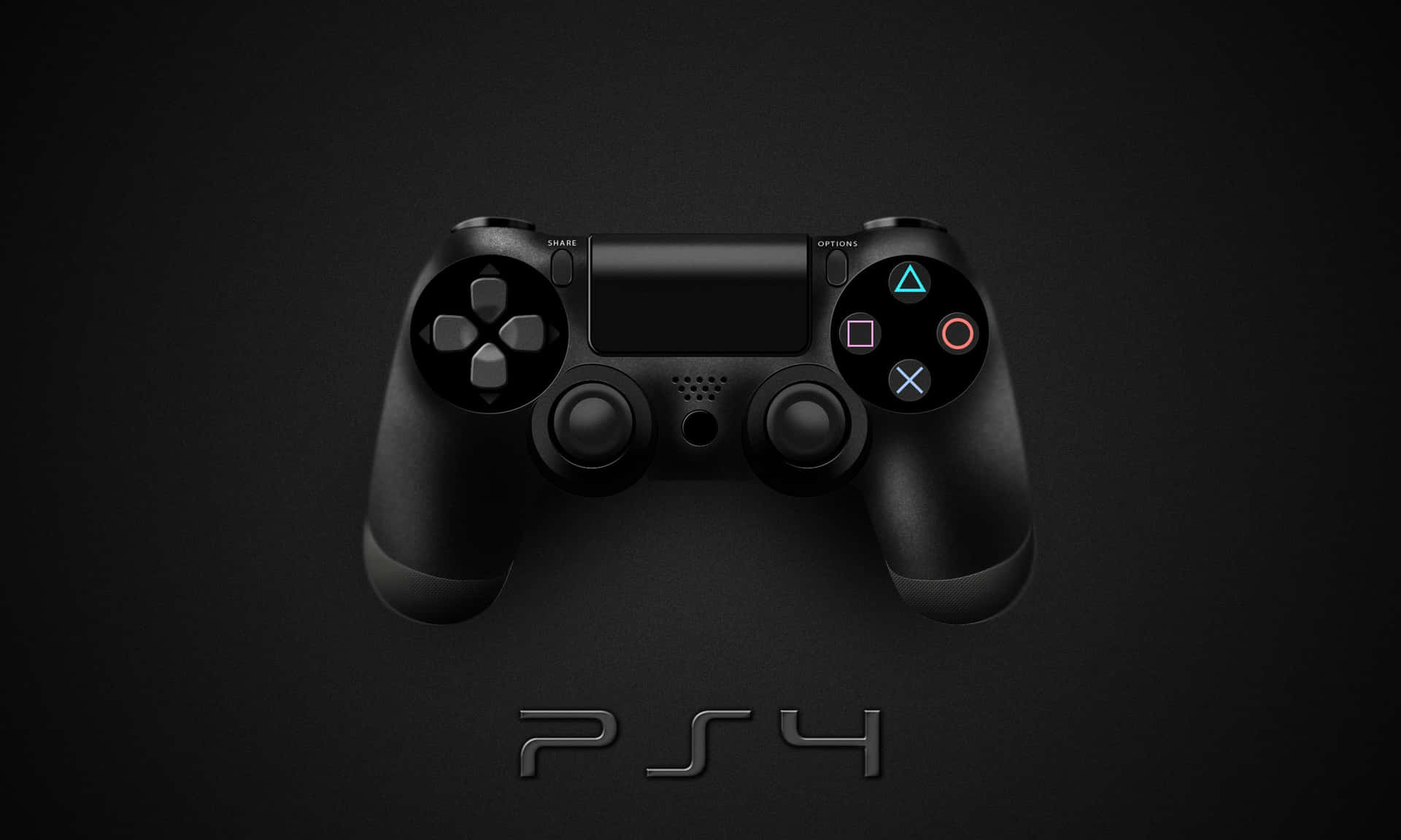 黑色PlayStation 4控制器，在深色背景上帶有發光按鈕。 — Ps4 壁紙