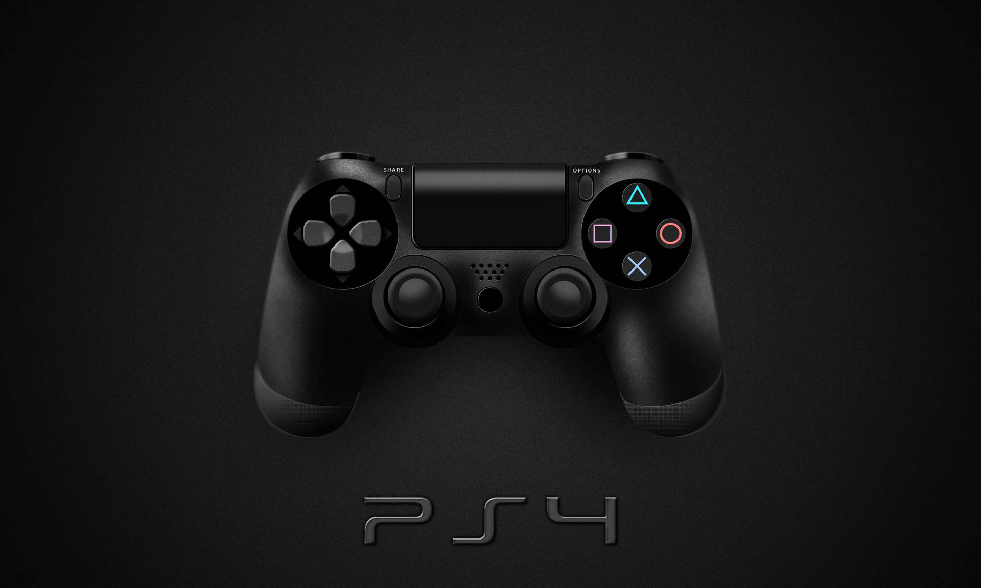 黑色PS4手把在深色背景上帶有彩色按鈕 — Ps4 壁紙