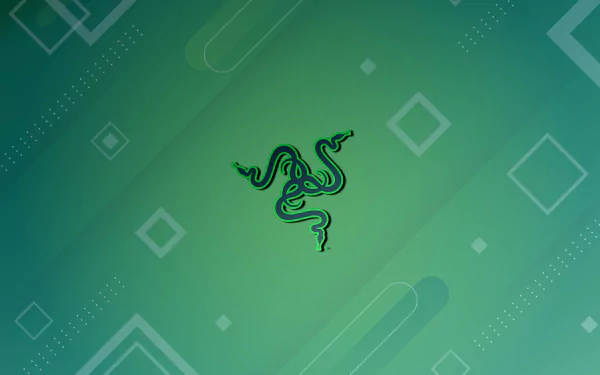 Razer標誌在綠色幾何背景上 — 雷蛇 GIF 壁紙