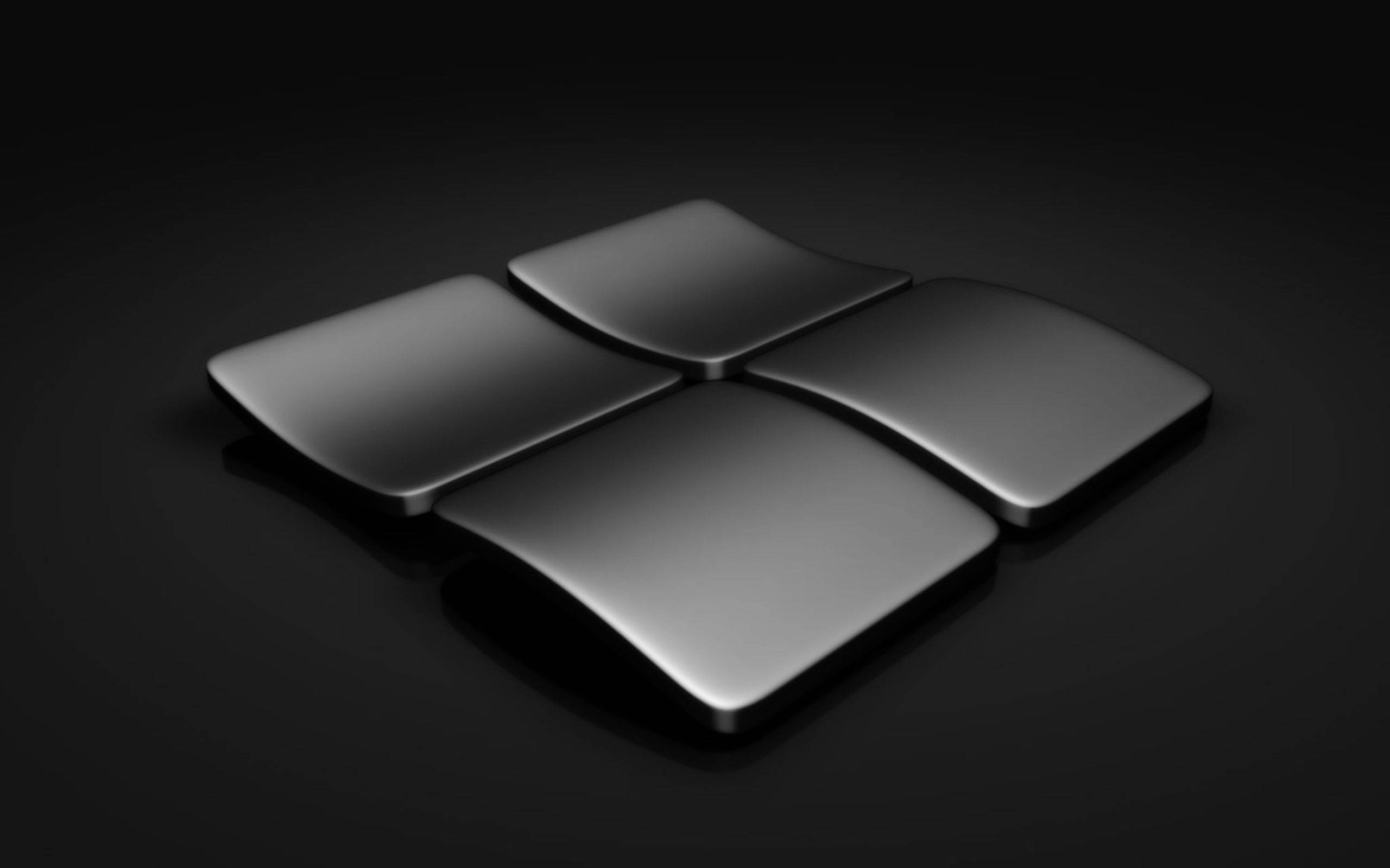 black windows 10 HD 桌布 壁紙 — 一個時尚的黑色Windows標誌，以3D渲染，帶有柔和燈光，背景為深色漸變。