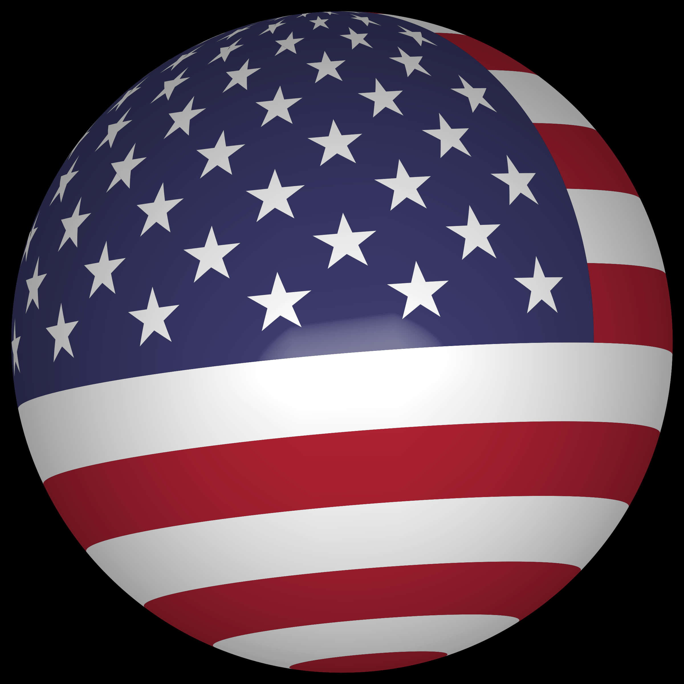 Flag 桌布 壁紙 — 一個有光澤的球體在黑色背景上展示帶有星星和條紋的美國國旗。