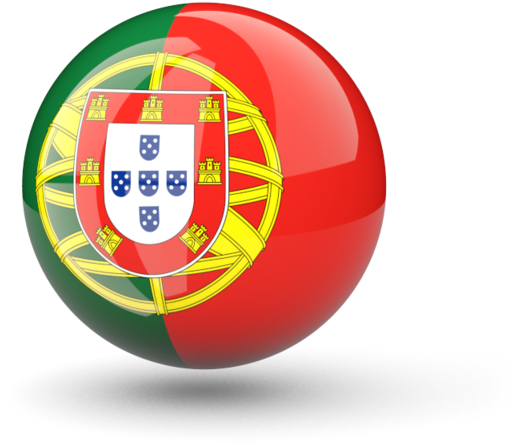 Portugal 桌布 壁紙 — 一個有光澤的球體展示葡萄牙國旗，帶有鮮豔的紅、綠、黃色和詳細的盾徽。