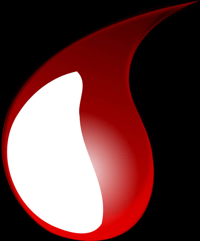 Blood Drop 桌布 壁紙 — 一個有光澤的紅色淚滴形狀，帶有明亮的白色內部核心，在純黑色背景上發光。