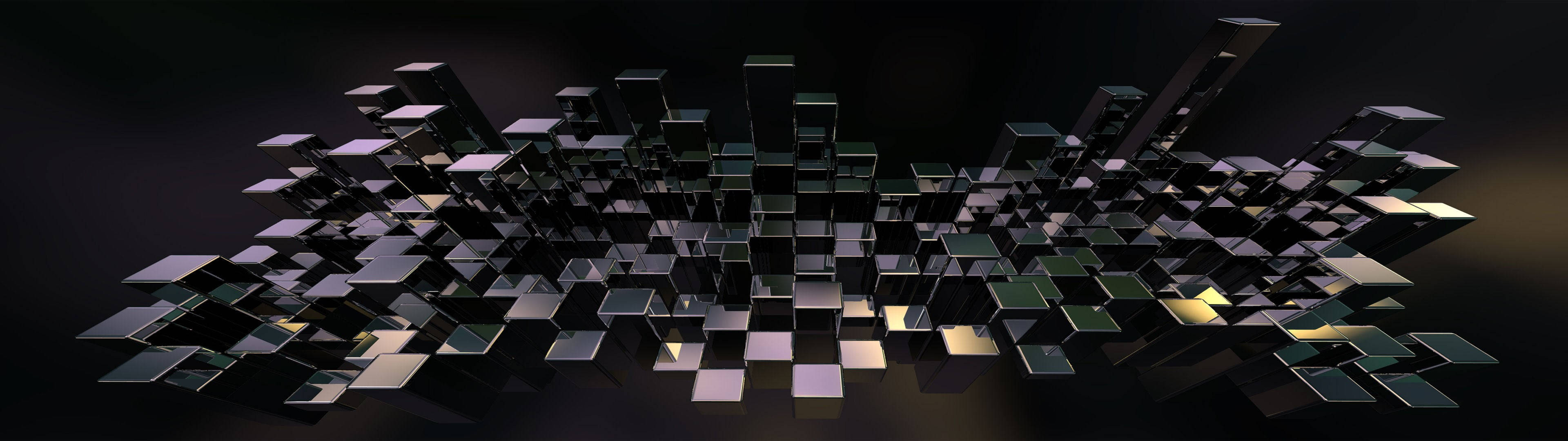 Geometric 桌布 壁紙 — 一個未來主義的抽象雕塑，由反光的黑色立方體組成，在黑暗背景下排列成動態的鋸齒狀結構。