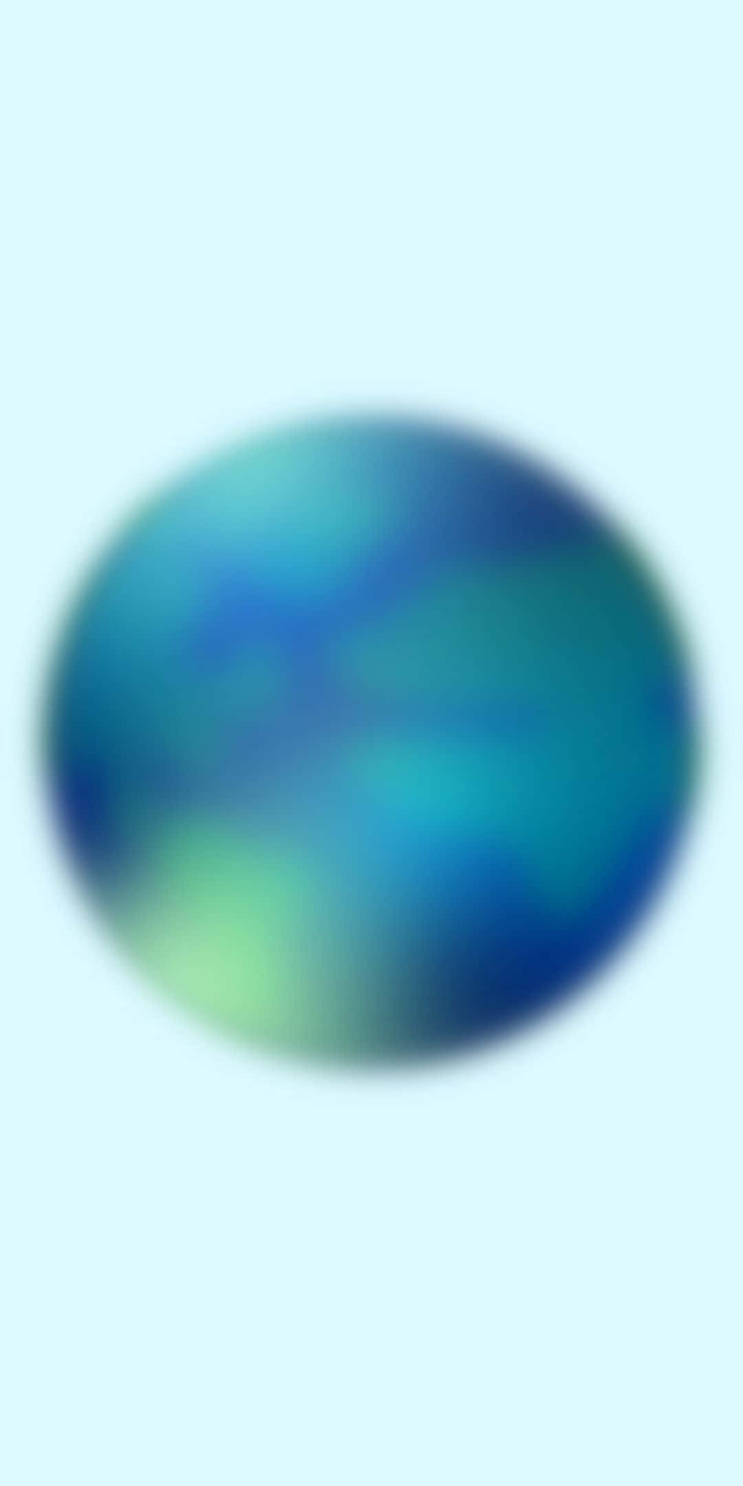 Aura 桌布 壁紙 — 一個柔和模糊的球體，帶有藍色和綠色的漸變色調，漂浮在淡青色背景上。