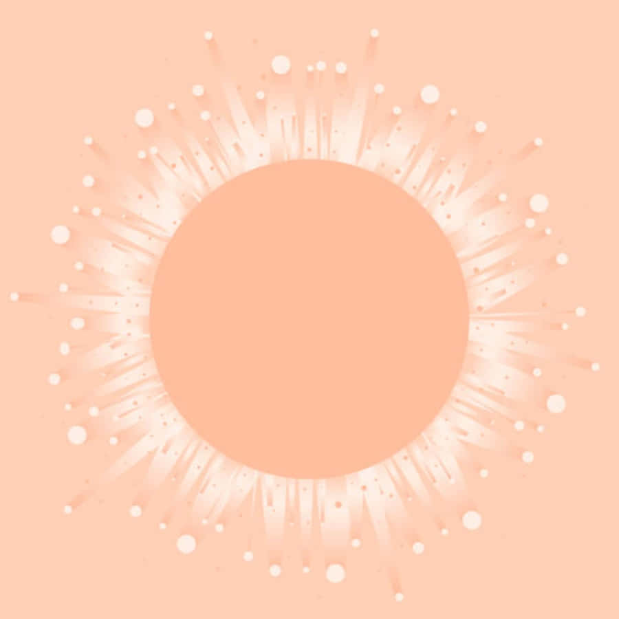 Peach Aesthetic 桌布 壁紙 — 一個柔和的蜜桃圓圈在相配的粉彩背景上散發出溫柔的白色筆觸和點點。