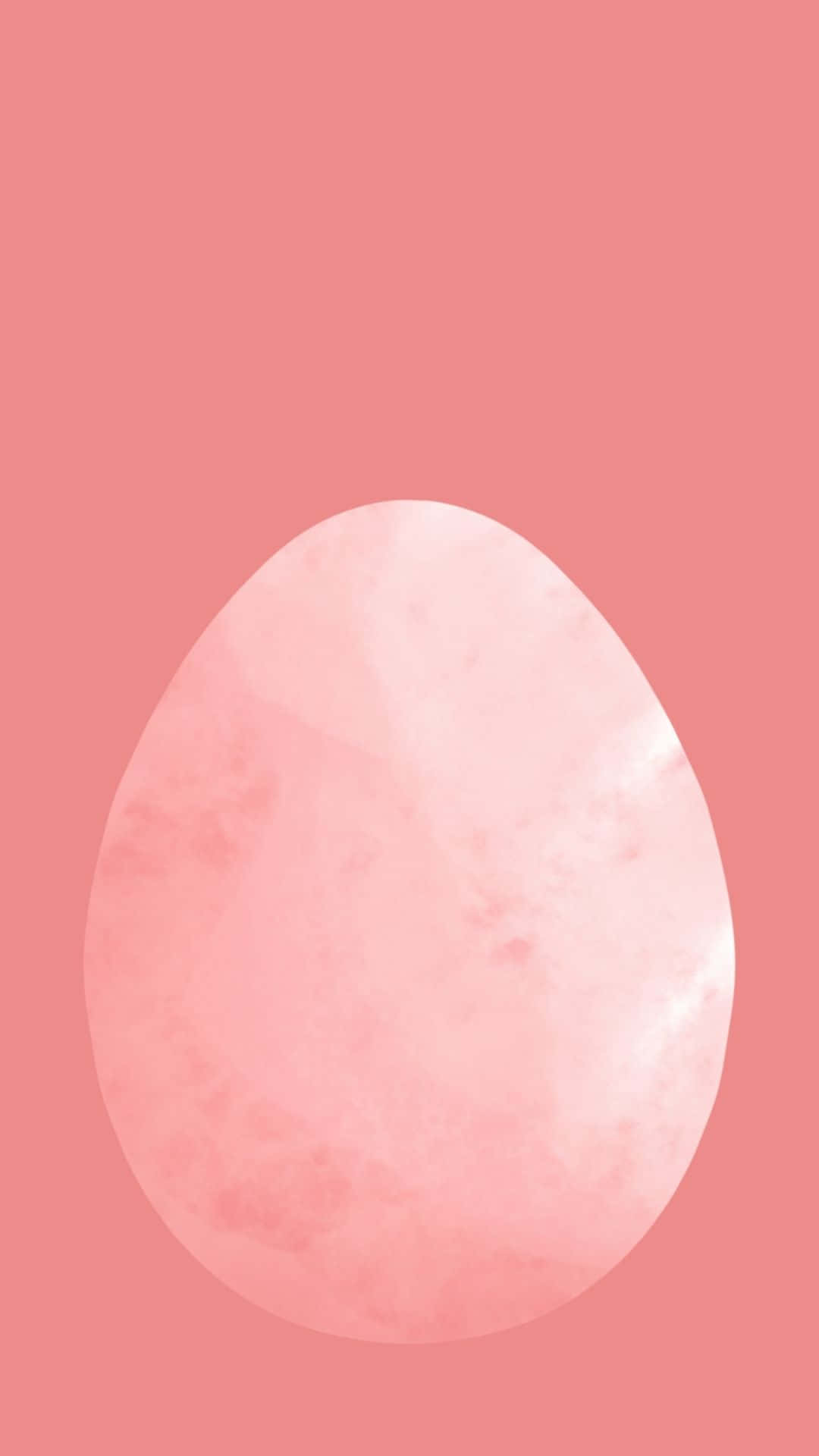 Easter Egg 桌布 壁紙 — 一個柔和粉紅色水彩蛋形狀，居中在純珊瑚粉紅色背景上。