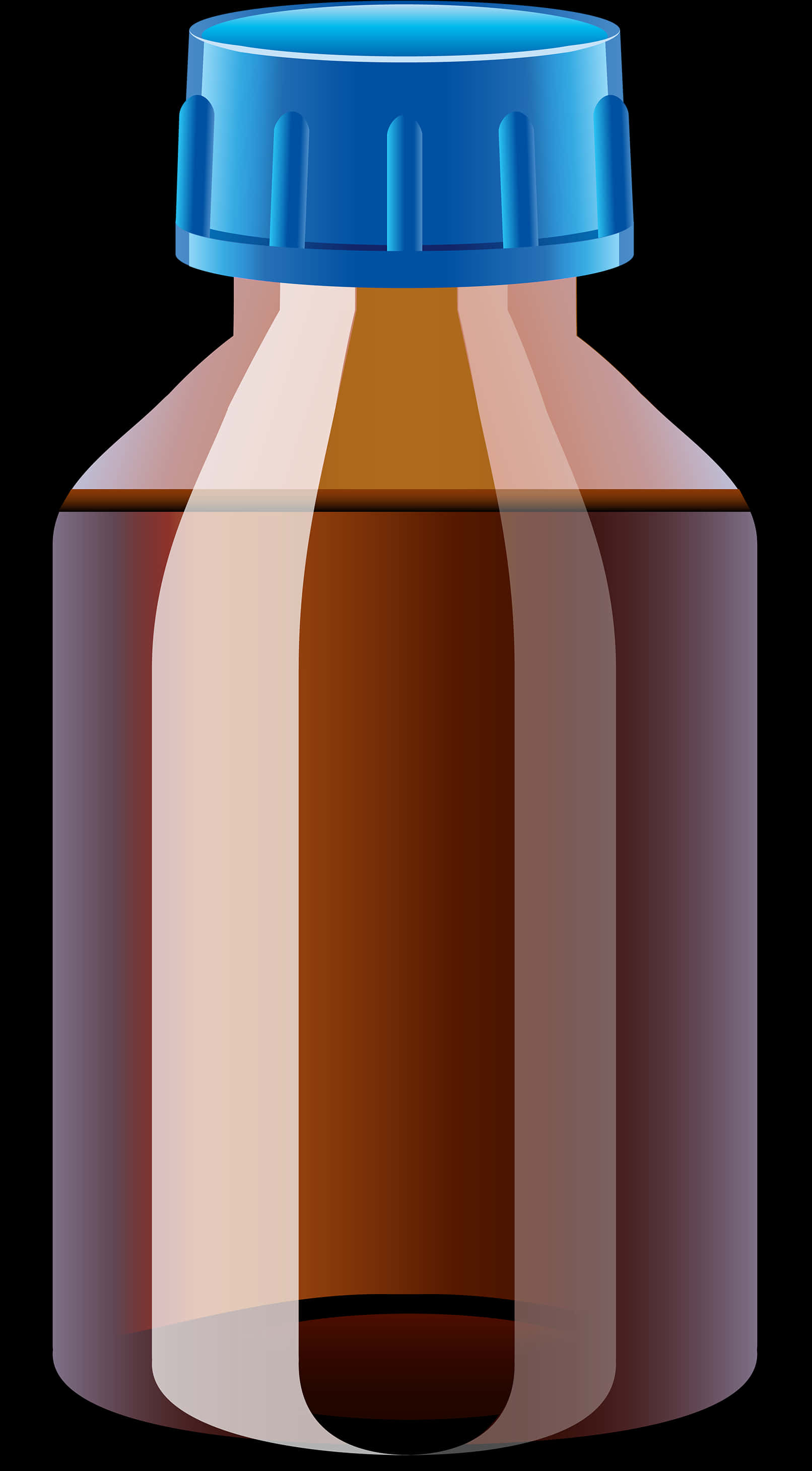 bottle 桌布 壁紙 — 一個棕色玻璃瓶，帶有藍色瓶蓋，裝滿琥珀色液體，背景為黑色。