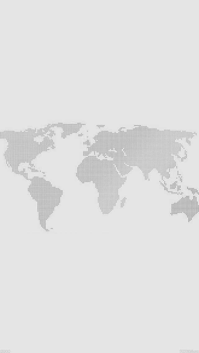 Light Gray iPhone 桌布 壁紙 — 一個極簡世界地圖，以灰階半色調點在淺灰色背景上呈現。
