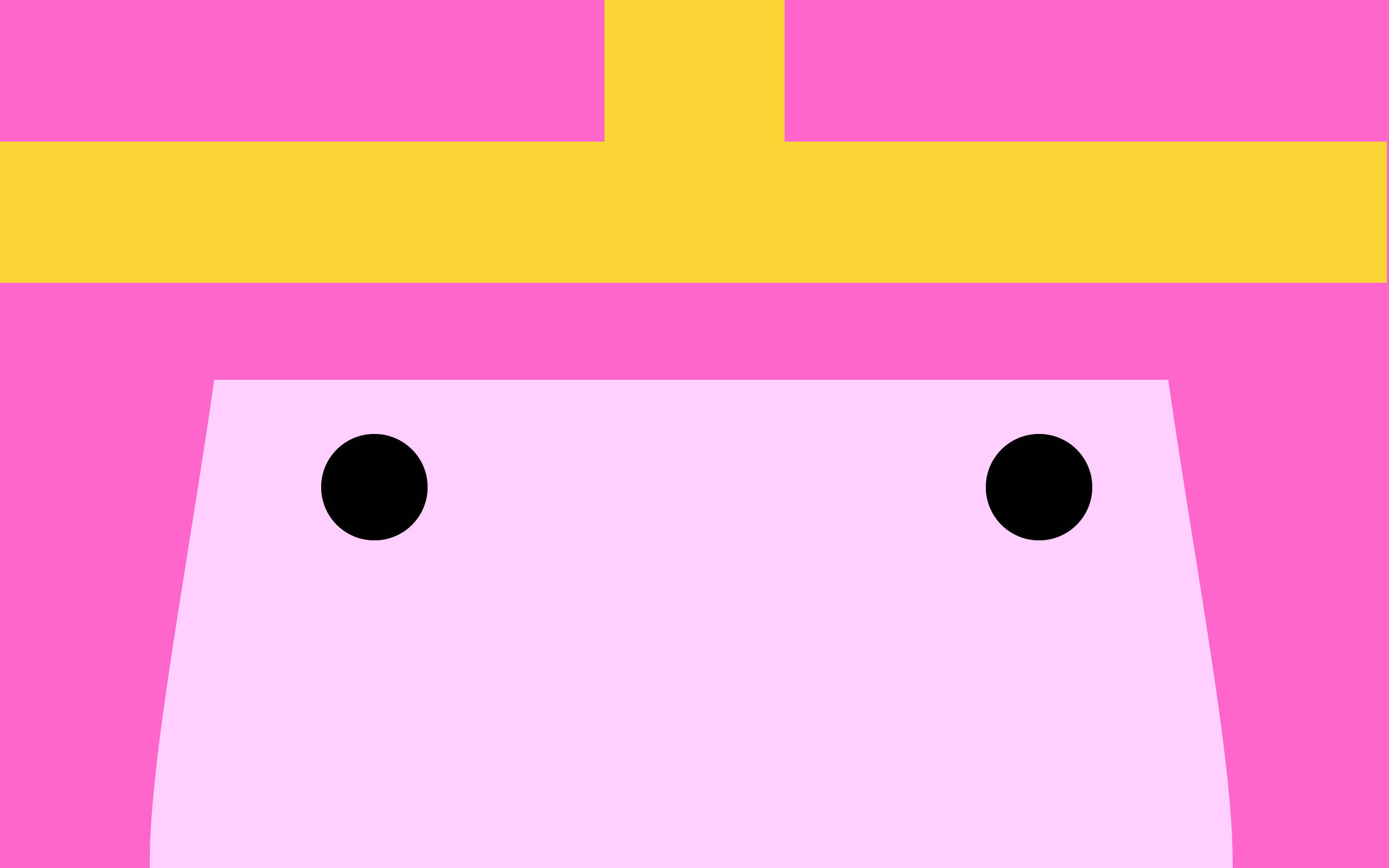 Princess 桌布 壁紙 — 一個極簡主義的卡通臉孔，黑色眼睛和黃色十字架在粉紅色背景上。