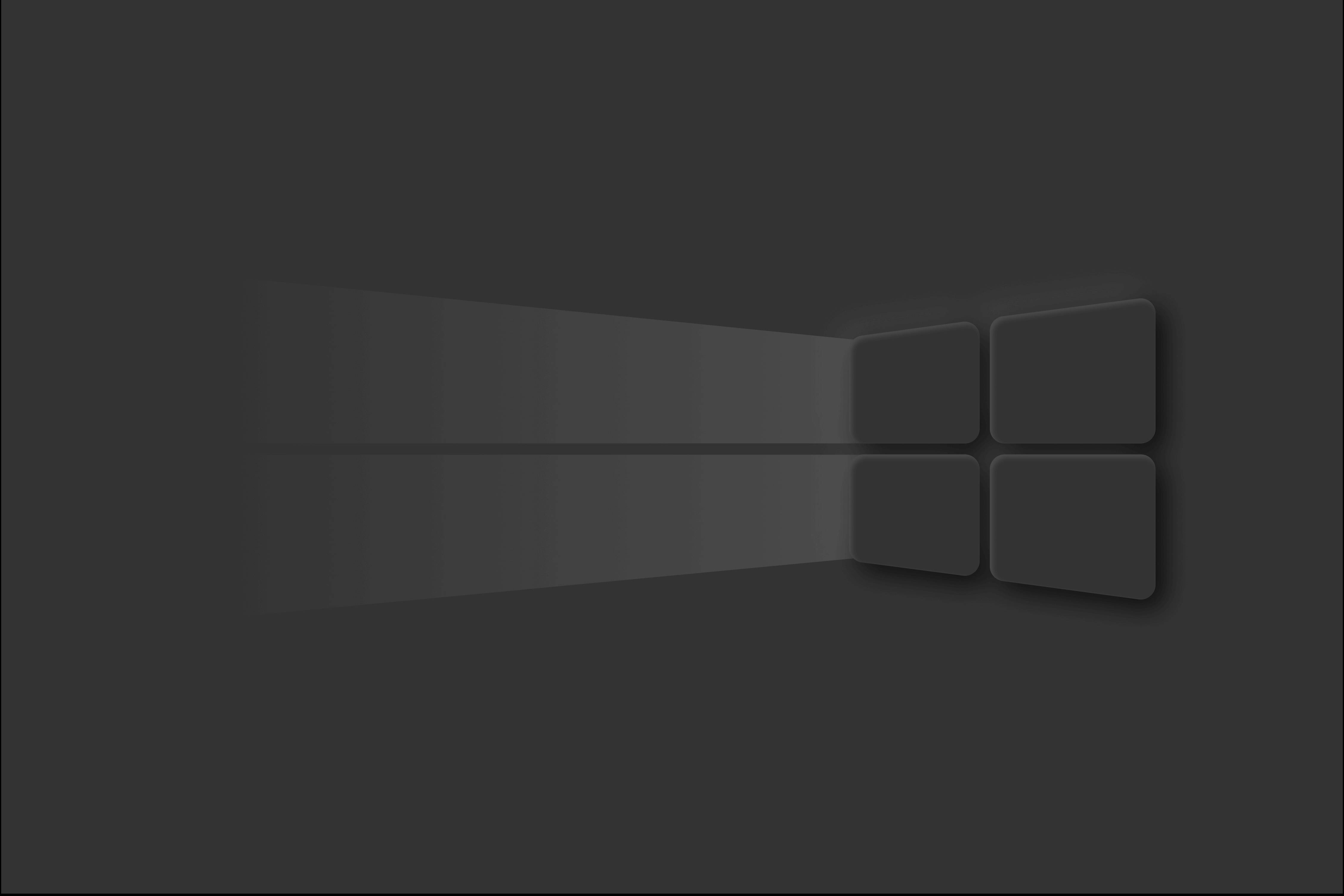 Dark Windows 桌布 壁紙 — 一個極簡主義的深灰色抽象構圖，呈現窗戶形狀，四個窗格區域投射出柔和的光線。
