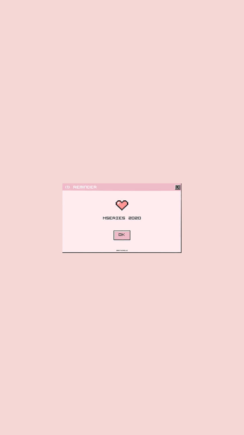 Aesthetic Reminder 桌布 壁紙 — 一個極簡像素風格提醒視窗，帶有心形圖標和文字，背景為柔和粉紅色。