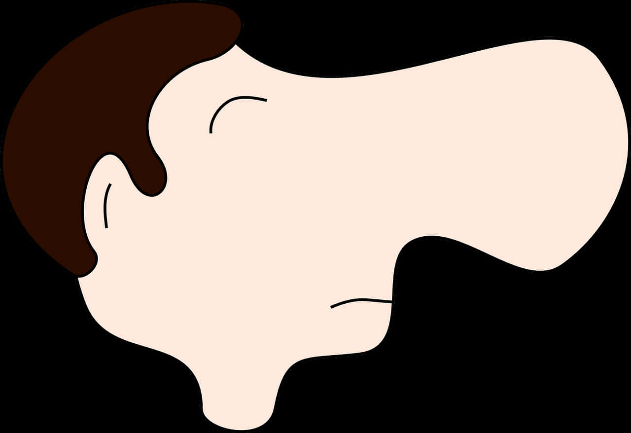 Nose 桌布 壁紙 — 一個極簡卡通側面輪廓，人物有棕色頭髮和閉上的眼睛，背景為黑色。