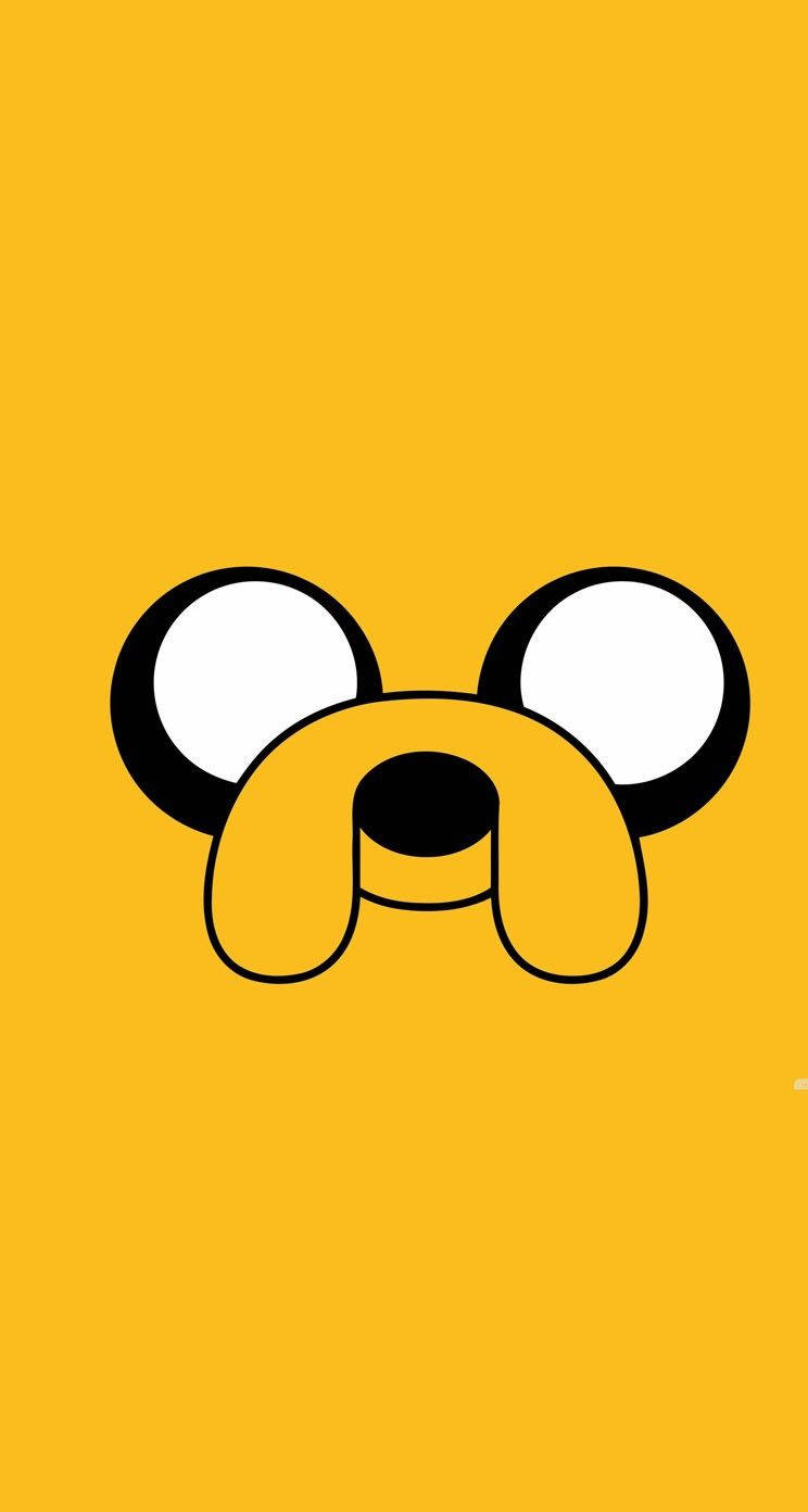 jake the dog 桌布 壁紙 — 一個極簡卡通狗臉，有大白色眼睛和下垂的黃色鼻子，在純黃色背景上。