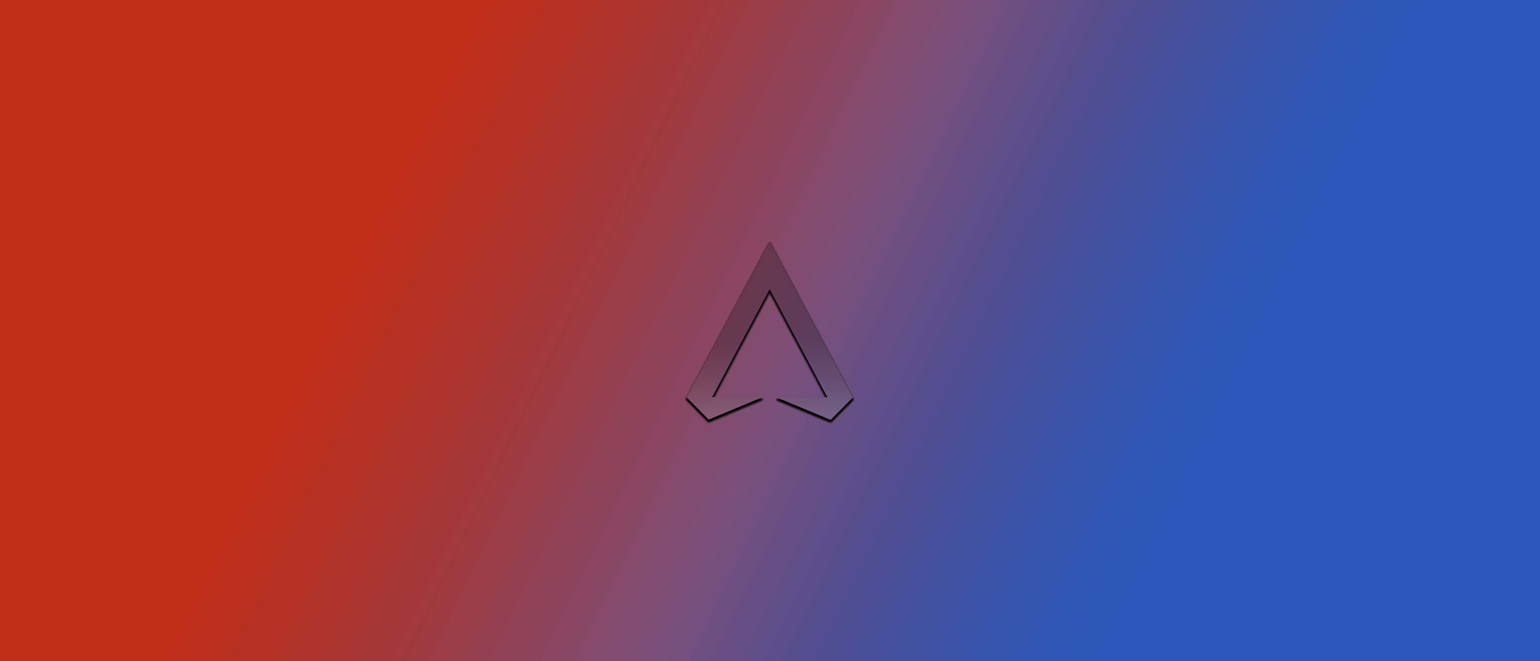 Apex Legends Logo 桌布 壁紙 — 一個極簡幾何三角形標誌，居中於由紅到藍的漸變背景上。