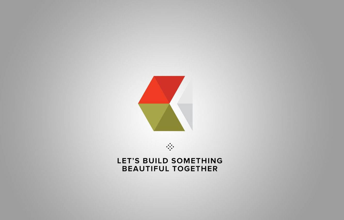 一個色彩繽紛的幾何標誌，帶有文字 Let's Build Something Beautiful Together。 — Valorant Logo 壁紙