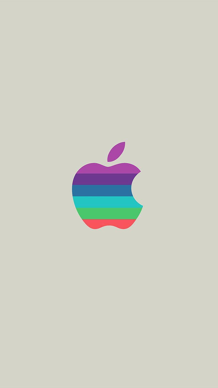藝術 iPhone 桌布 壁紙 — 一個極簡彩虹條紋蘋果標誌，居中於柔和米色背景上。