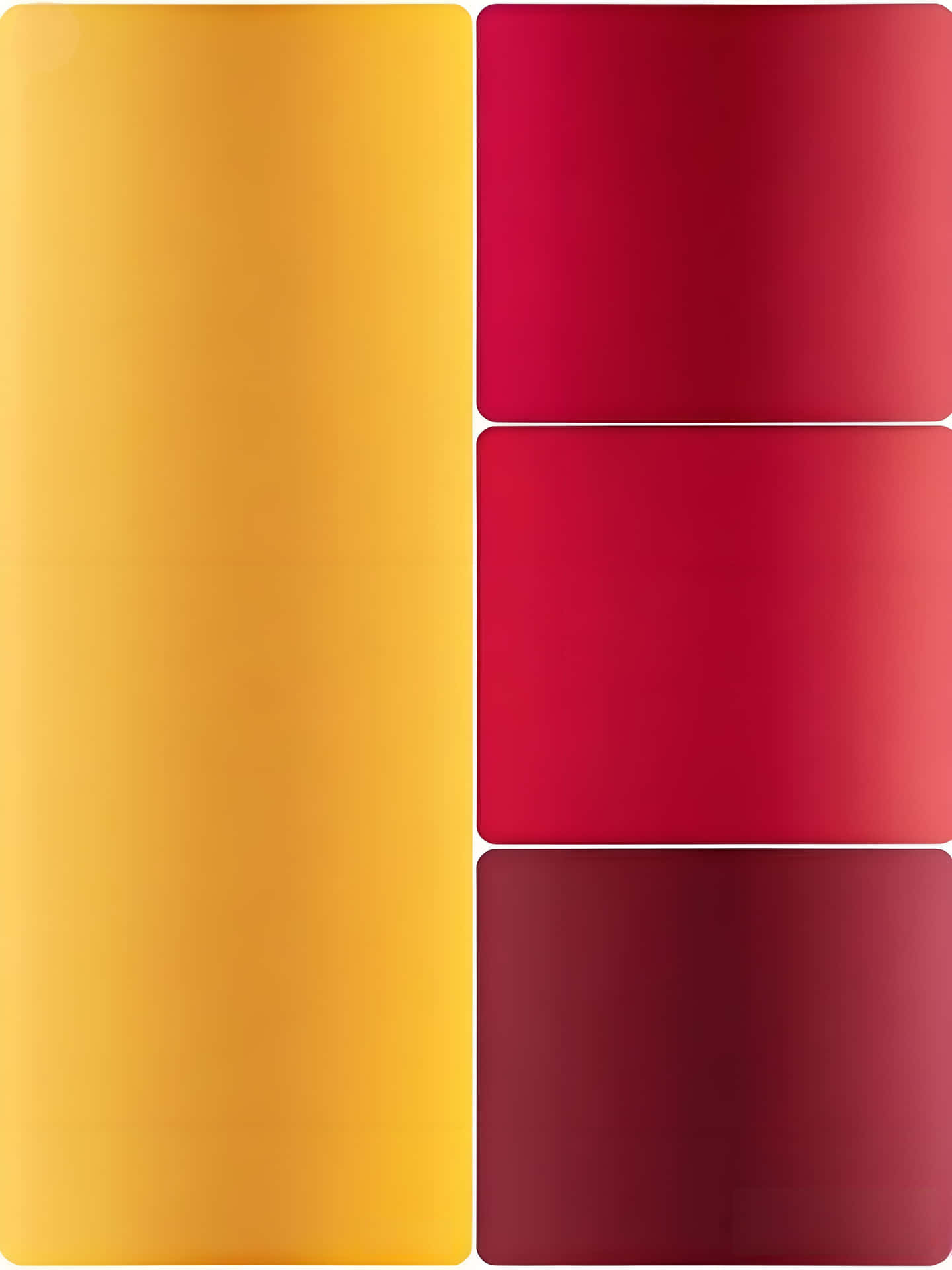 Yellow - Red Transition: Geometric Blocked Wallpaper 壁紙 — 一個極簡抽象構圖，包含一個大型黃色漸層面板，旁邊有三個較小的紅色漸層面板，呈現不同深淺色調。