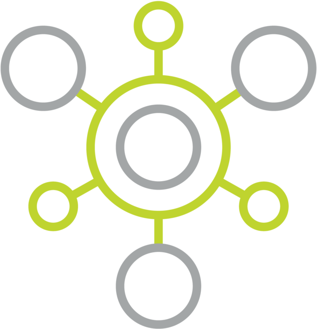 Blockchain 桌布 壁紙 — 一個極簡抽象標誌，由萊姆綠色和灰色圓圈通過線條連接，背景為黑色。