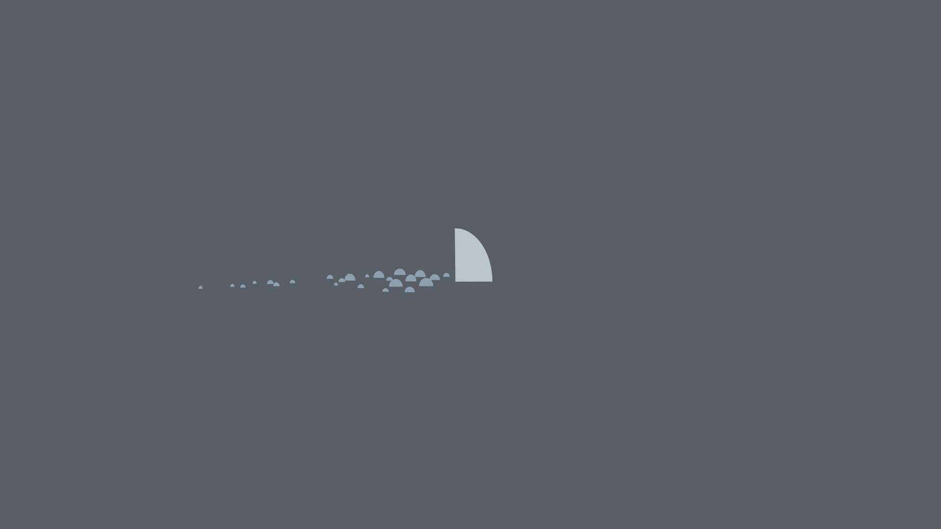 Minimalist iPad 桌布 壁紙 — 一個極簡抽象設計，在柔和灰色背景上呈現彎曲的白色形狀和散落的圓點。