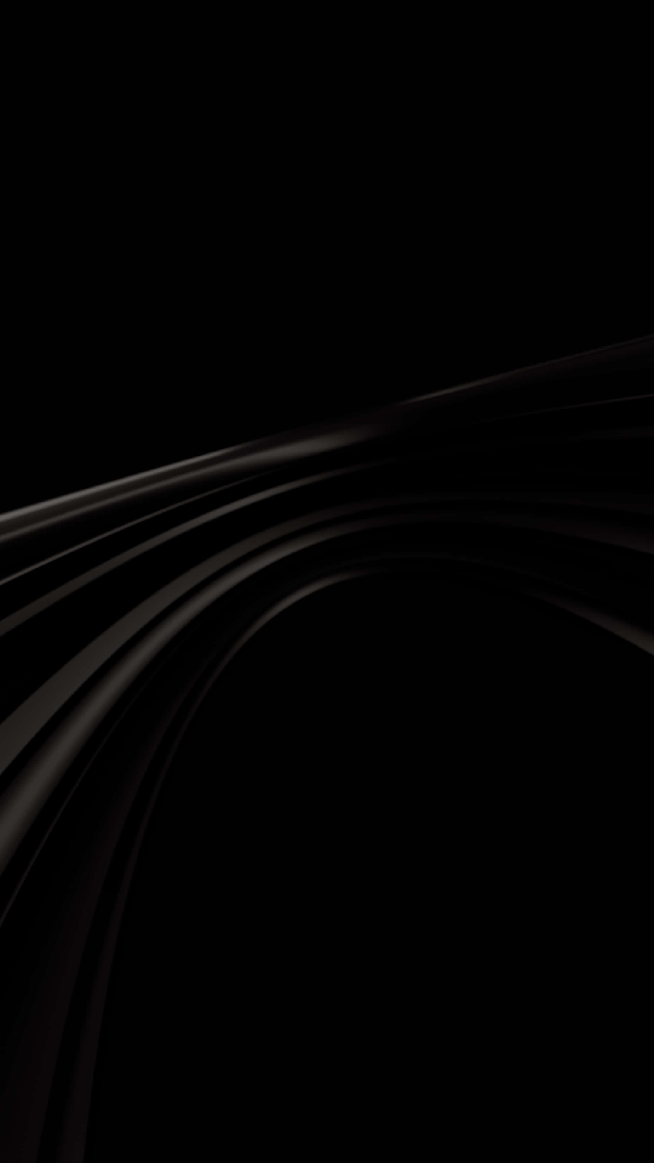 Black Gradient 桌布 壁紙 — 一個極簡抽象設計，平滑的暗色曲線在純黑背景上微微發光。
