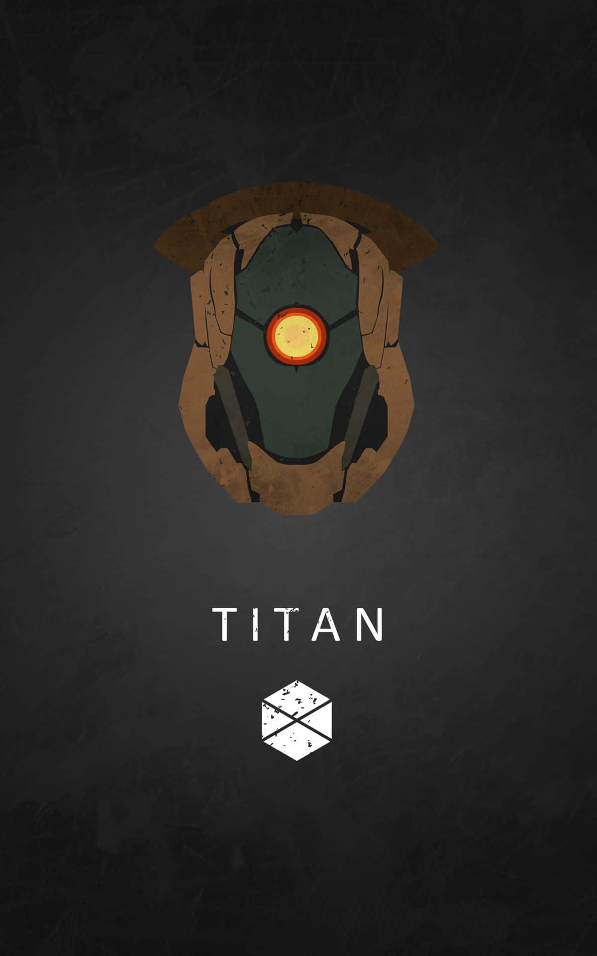 Destiny 2 Phone 桌布 壁紙 — 一個極簡數位藝術插圖，描繪一個在深色紋理背景上帶有發光眼睛的泰坦頭盔。