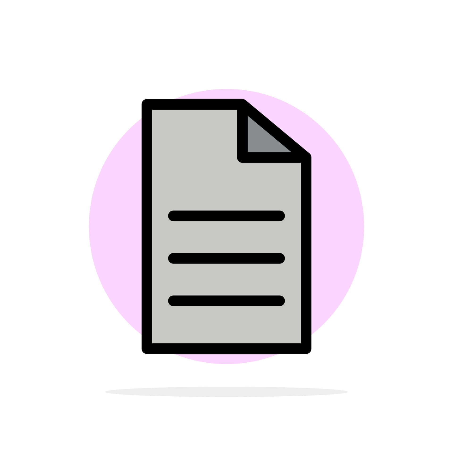 Google Docs 桌布 壁紙 — 一個極簡文件圖示，帶有黑色線條和折角，置於柔和的粉紅色圓形背景上。