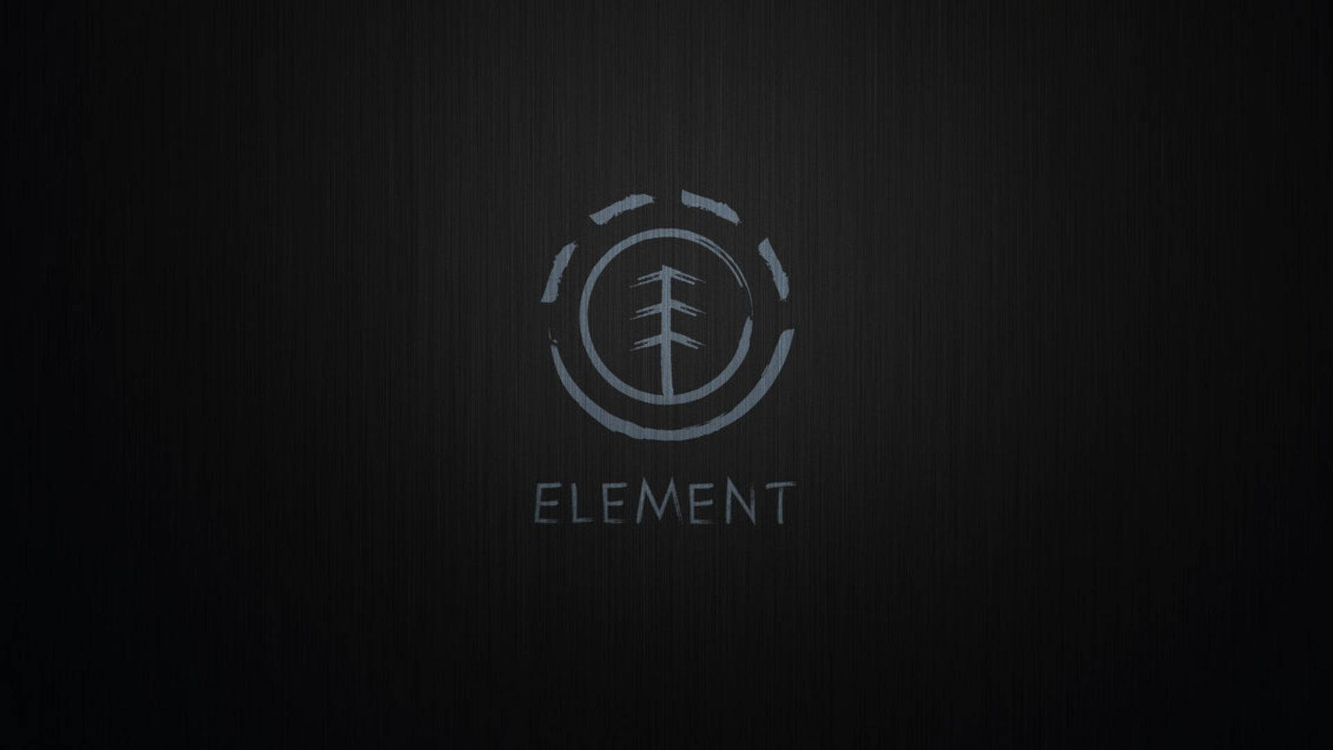 element 桌布 壁紙 — 一個極簡標誌，圓圈內有風格化的樹，在拉絲黑色金屬表面上微微發光。