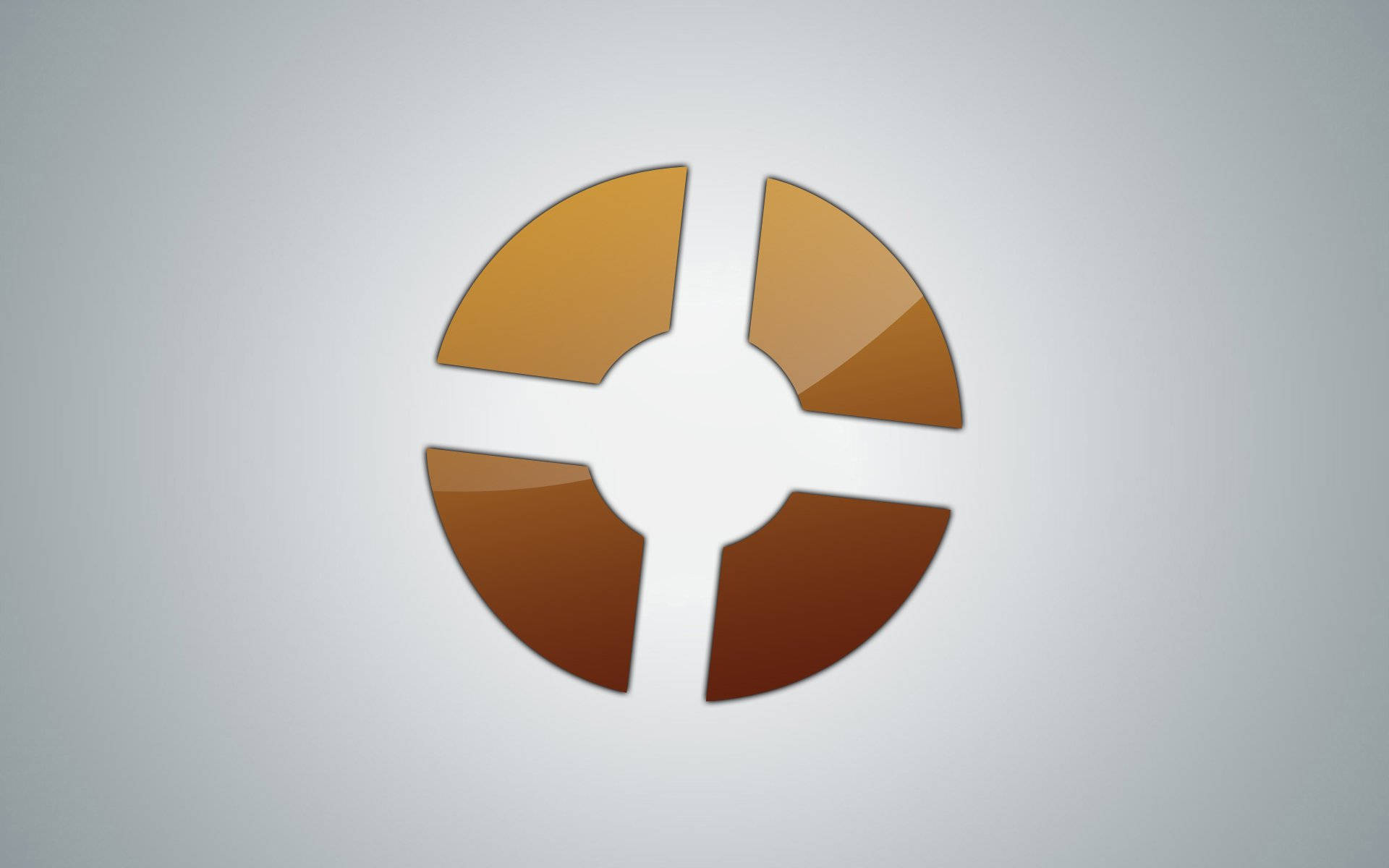 Tf2 Logo 桌布 壁紙 — 一個極簡標誌，由四個漸變棕色部分排列成圓形，置於淺灰色背景上。