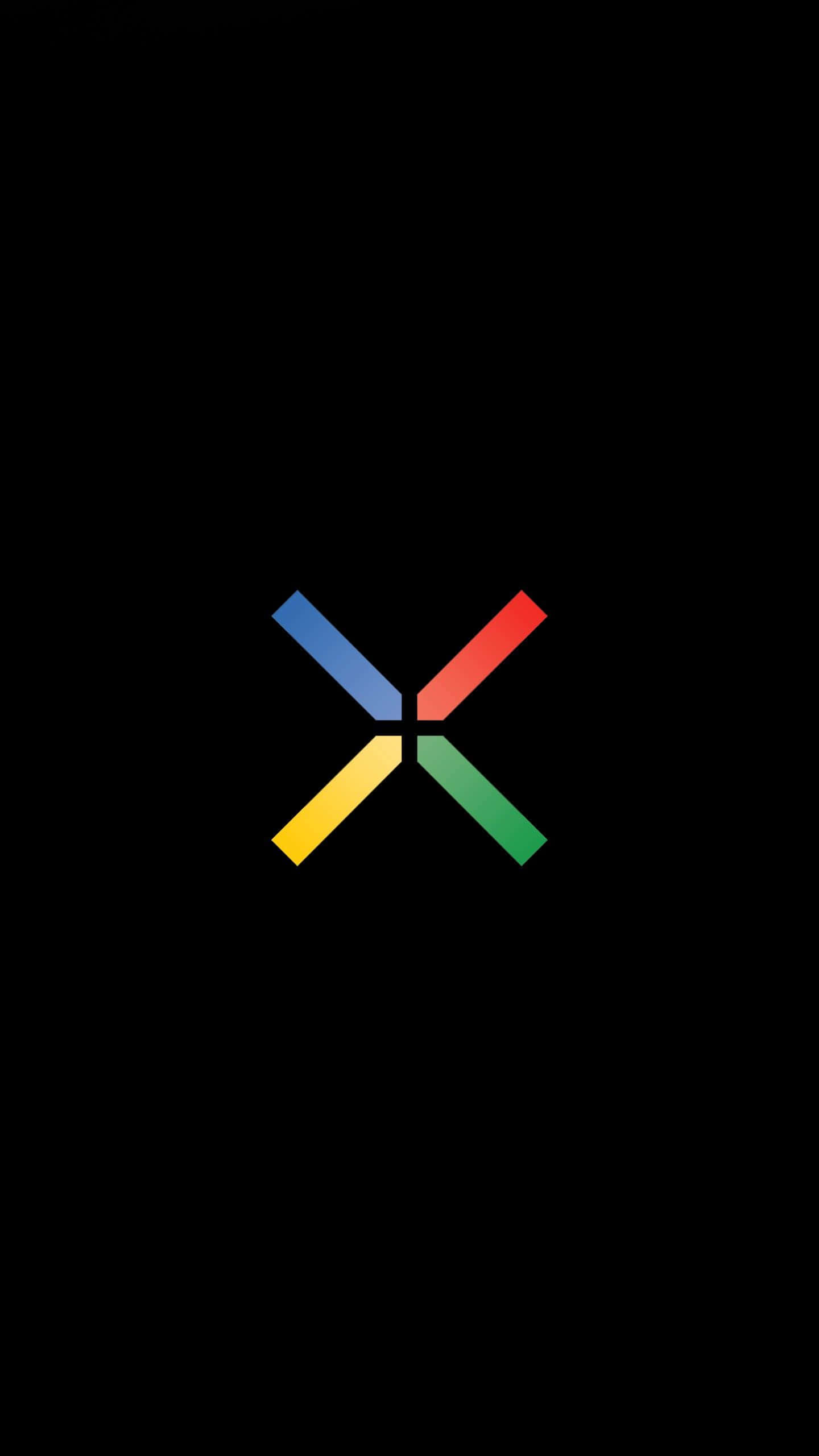 AMOLED 桌布 壁紙 — 一個極簡標誌，由四條彩色條紋在純黑色背景上形成一個X形。