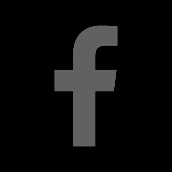 Facebook 桌布 壁紙 — 一個極簡灰色Facebook標誌居中於純黑色背景上。