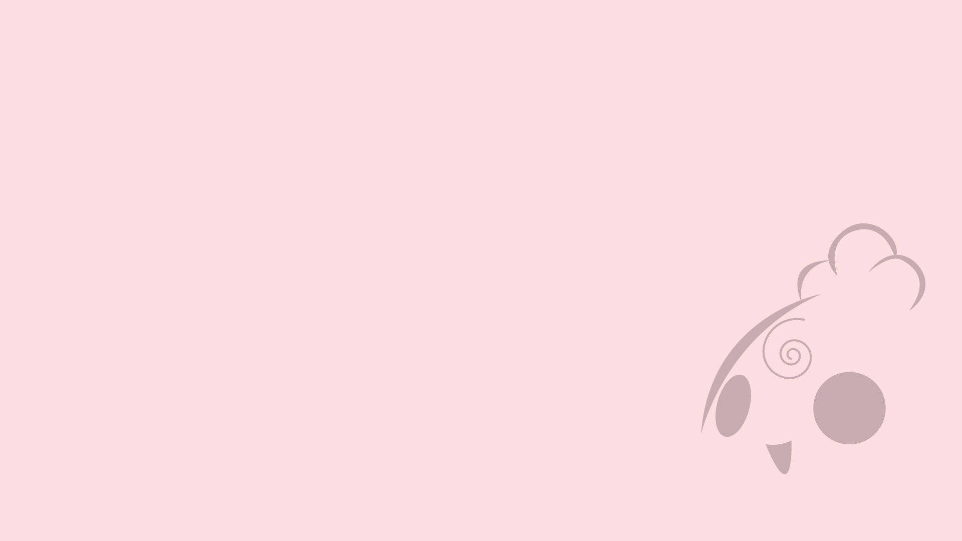 girly pink aesthetic 桌布 壁紙 — 一個極簡灰色卡通雞頭，帶有螺旋眼和雲朵般的頭髮，從柔和的粉紅色背景中探出頭來。