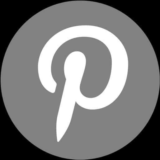 Pinterest Logo 桌布 壁紙 — 一個極簡灰色圓圈，中央有一個白色風格化的P標誌，背景為黑色。