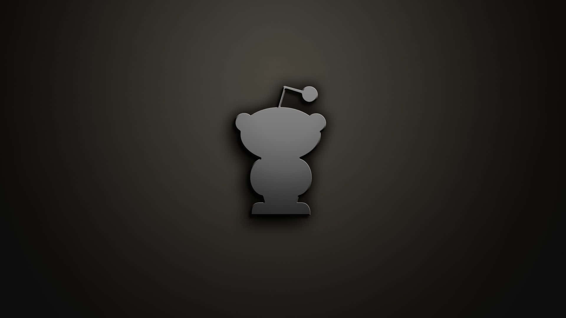 reddit 桌布 壁紙 — 一個極簡灰色熊形獎盃圖示，帶有麥克風，居中放置在深色漸變背景上。