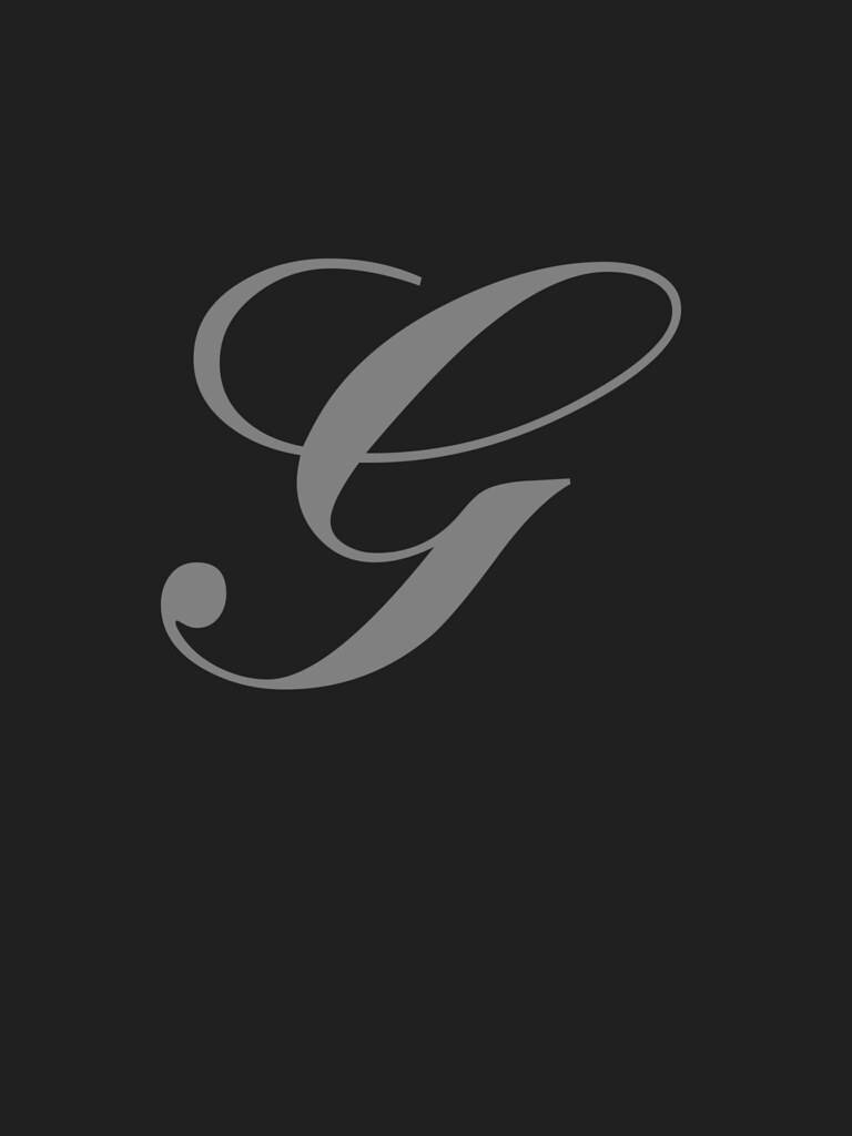 g 桌布 壁紙 — 一個極簡灰色草寫字母G，居中於純深灰色背景上。