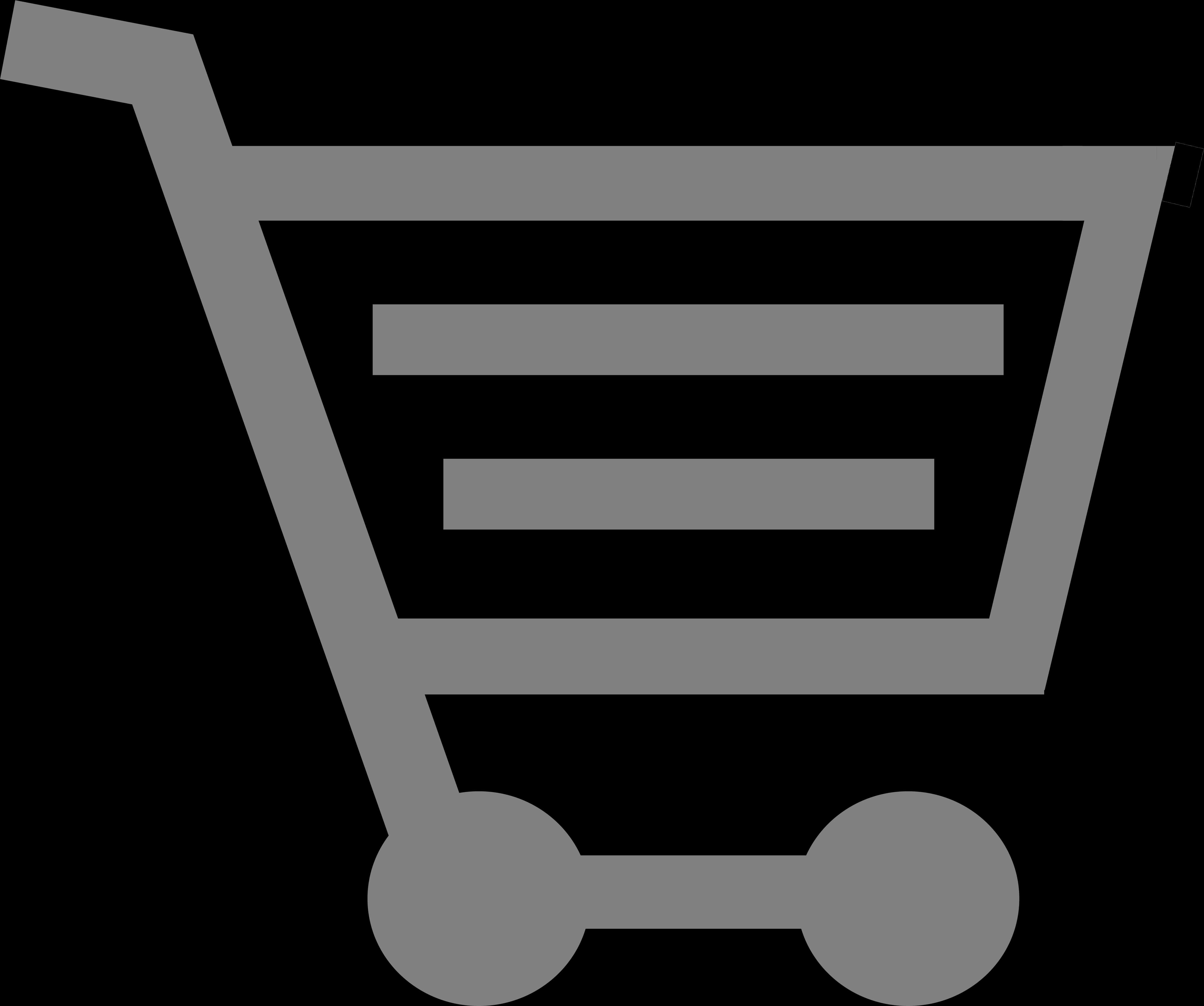 Shopping Cart 桌布 壁紙 — 一個極簡灰色購物車圖示，內部有三條水平條紋，背景為黑色。