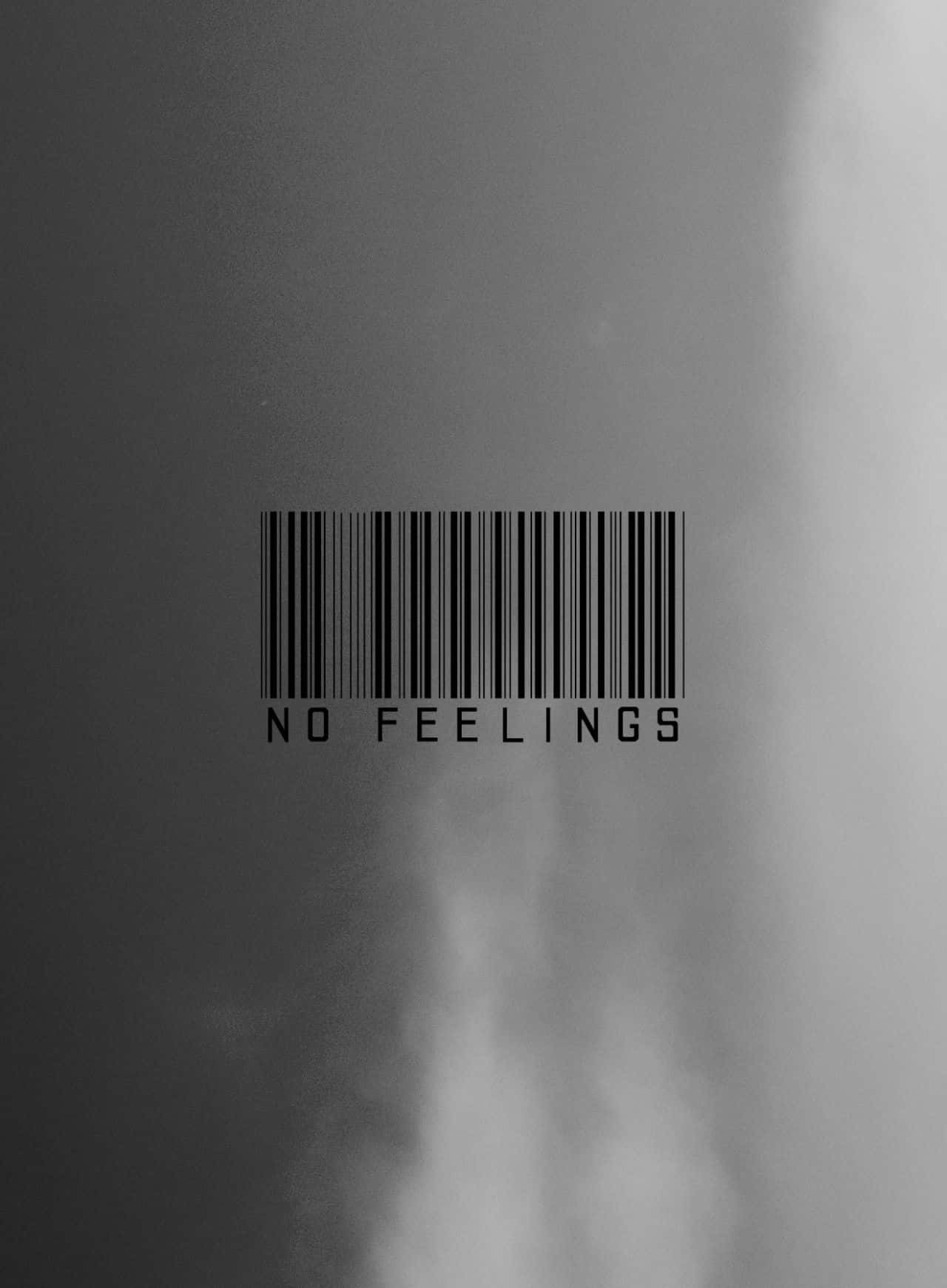 黑白美學動圖 桌布 壁紙 — 一個極簡灰階條碼，中央帶有「NO FEELINGS」文字，背景為柔和漸變色。