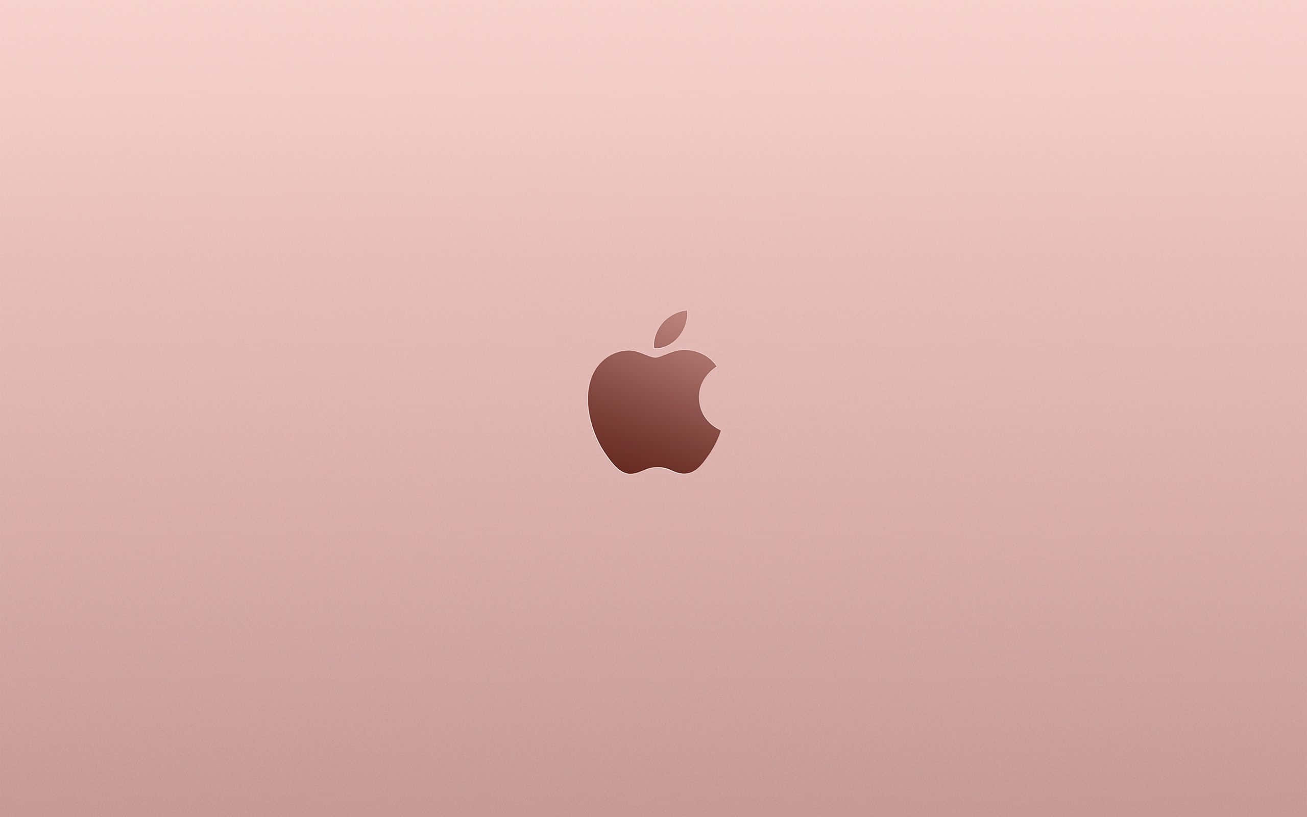 MacBook 動態圖片 桌布 壁紙 — 一個極簡玫瑰金色Apple標誌，居中於柔和漸變背景上。