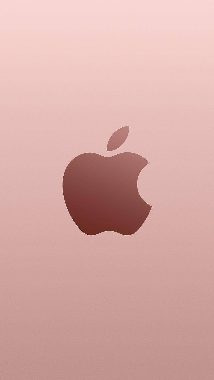 iPhone Se 桌布 壁紙 — 一個極簡玫瑰金色Apple標誌，居中置於柔和漸變背景上。