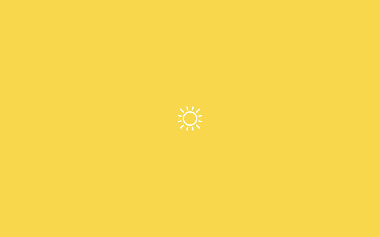 Cute Yellow Desktop 桌布 壁紙 — 一個極簡白色太陽圖示，居中在純黃色背景上。