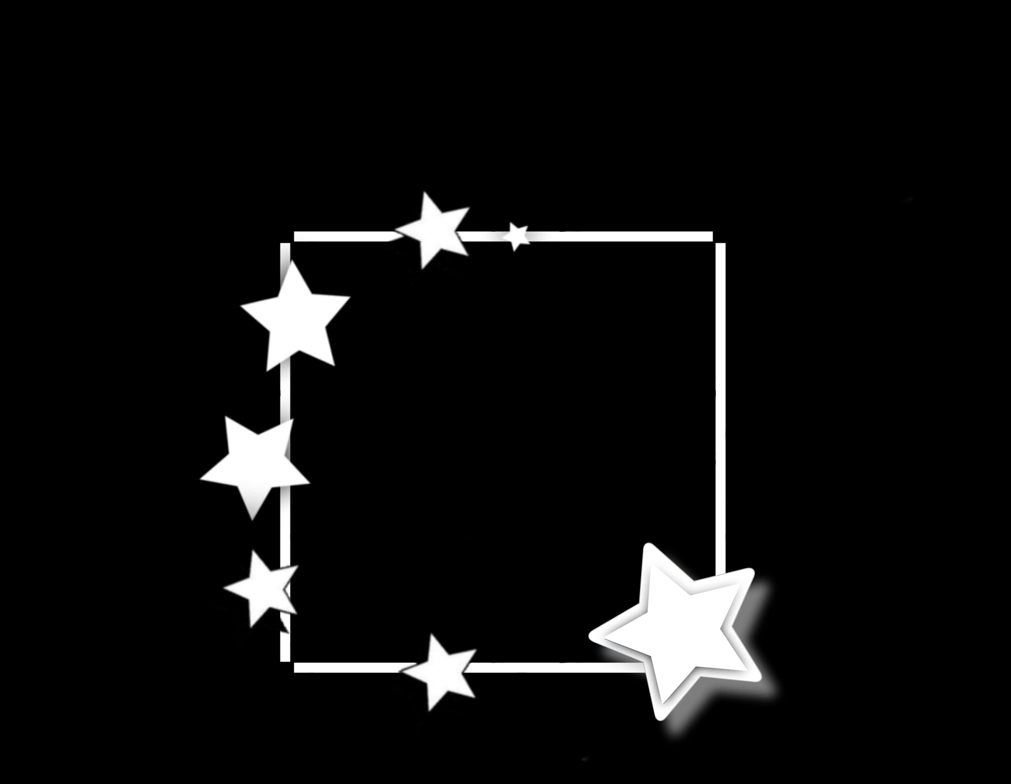 Star Border 桌布 壁紙 — 一個極簡白色星形邊框漂浮在純黑色背景上，帶有柔和陰影。