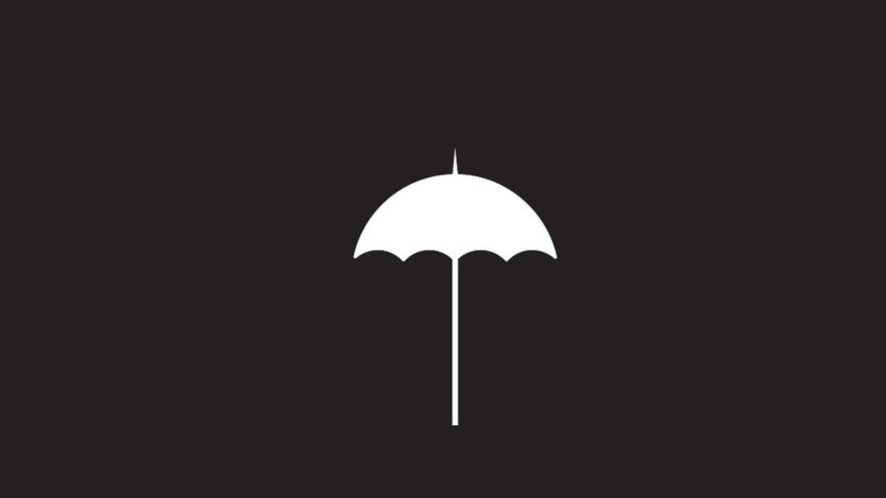 Academy 桌布 壁紙 — 一個極簡白色雨傘圖示，居中於純色深色背景上。