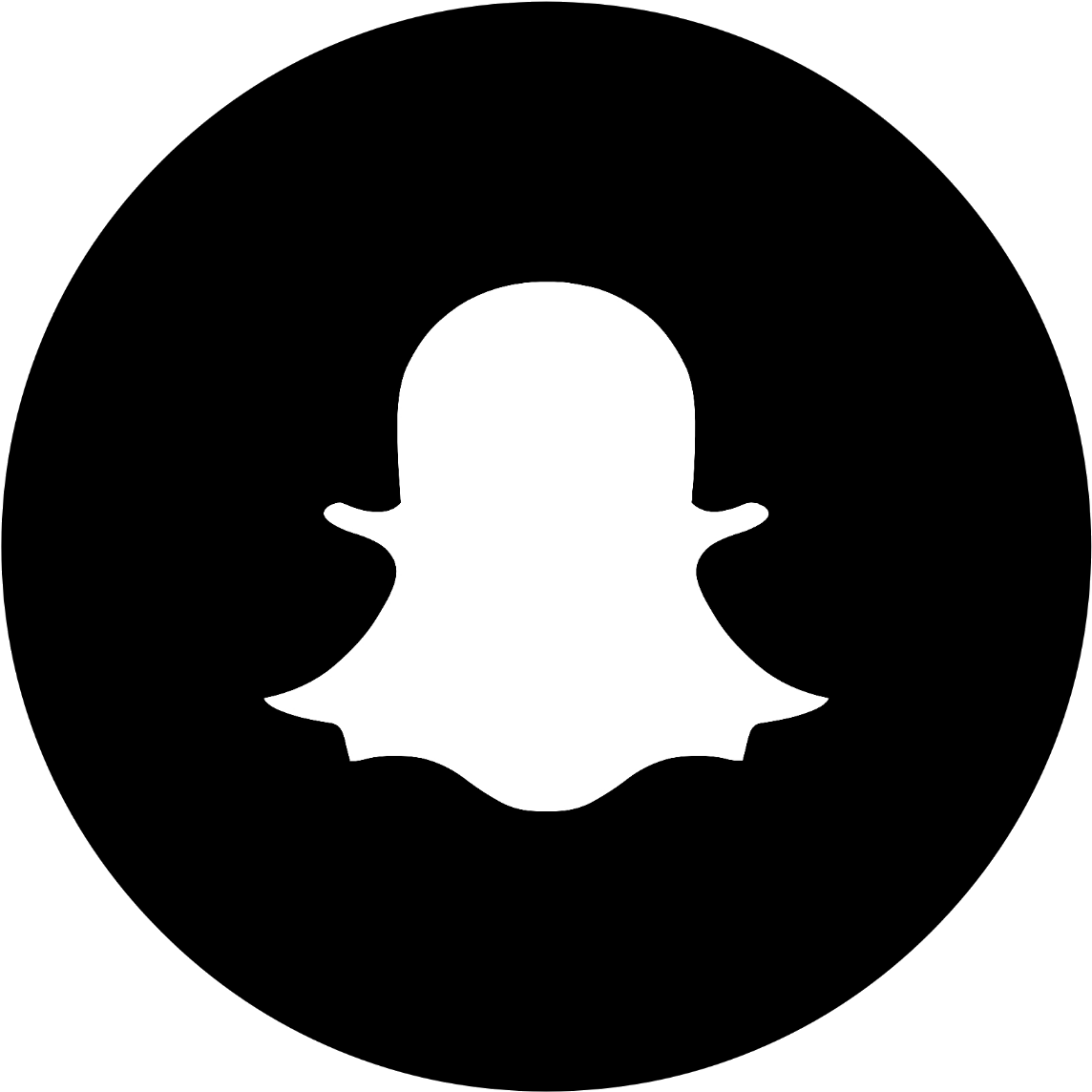 Snapchat 桌布 壁紙 — 一個極簡白色鬼魂圖示，居中於帶有細白線條的黑色圓形內。