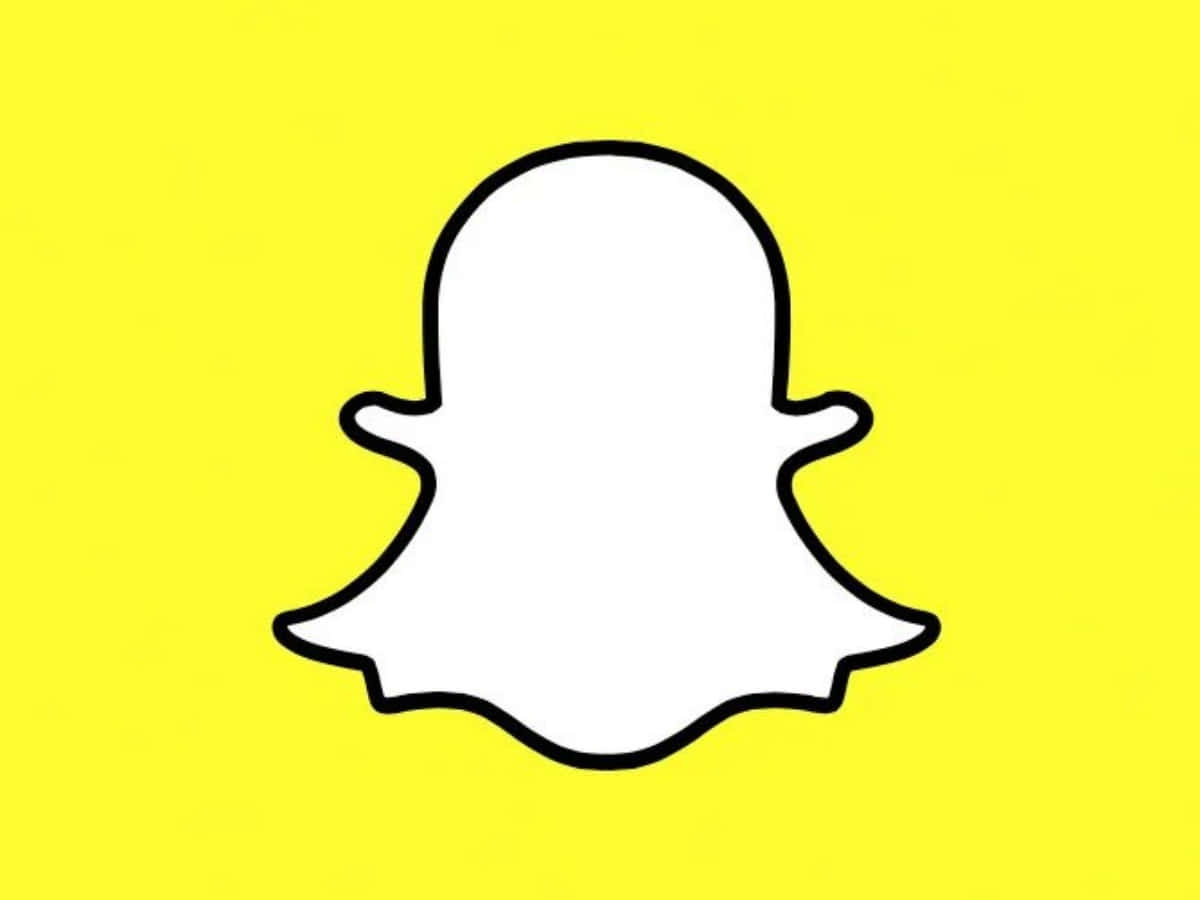 Snapchat 桌布 壁紙 — 一個極簡白色鬼魂圖示，帶黑色輪廓，居中於亮黃色背景上。