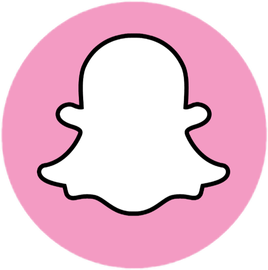 Snapchat 桌布 壁紙 — 一個極簡白色鬼魂圖示，帶黑色輪廓，居中於純粉紅色圓形背景上。