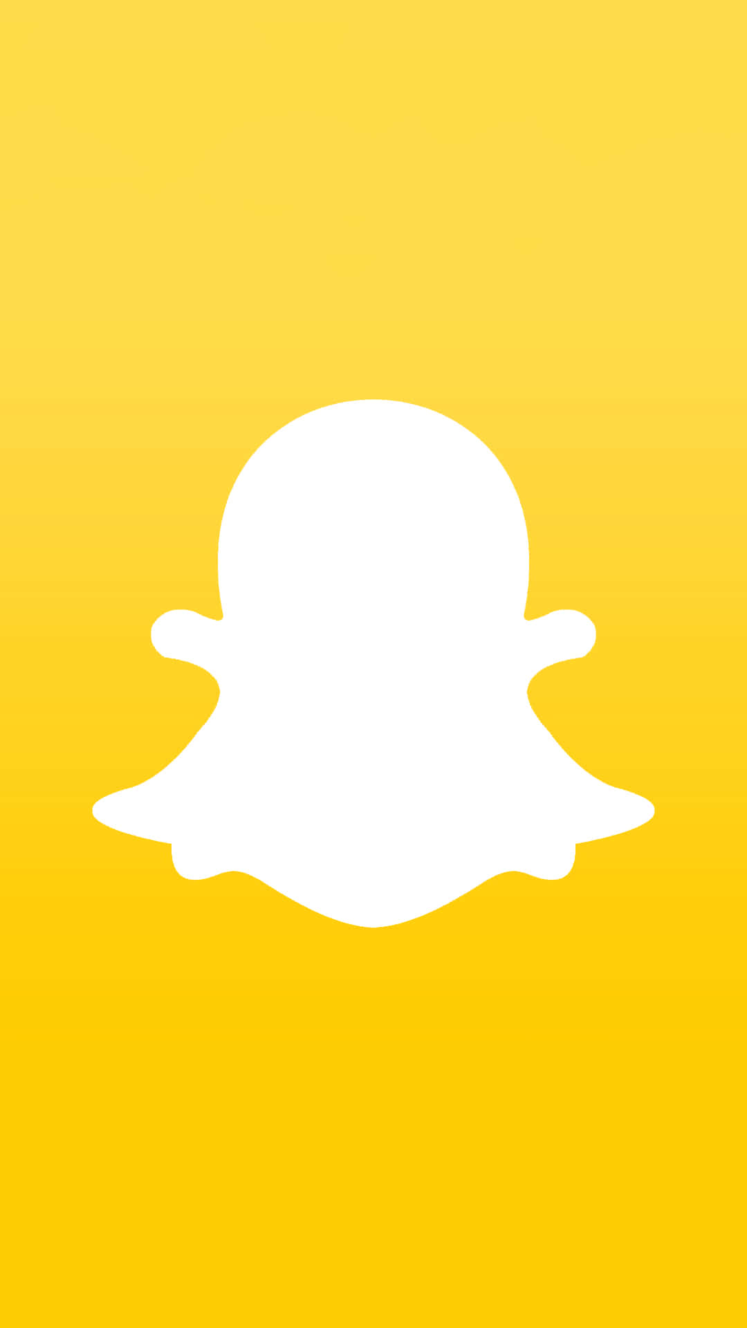 Snapchat 桌布 壁紙 — 一個極簡白色鬼魂標誌，居中於鮮豔的黃色漸變背景上。