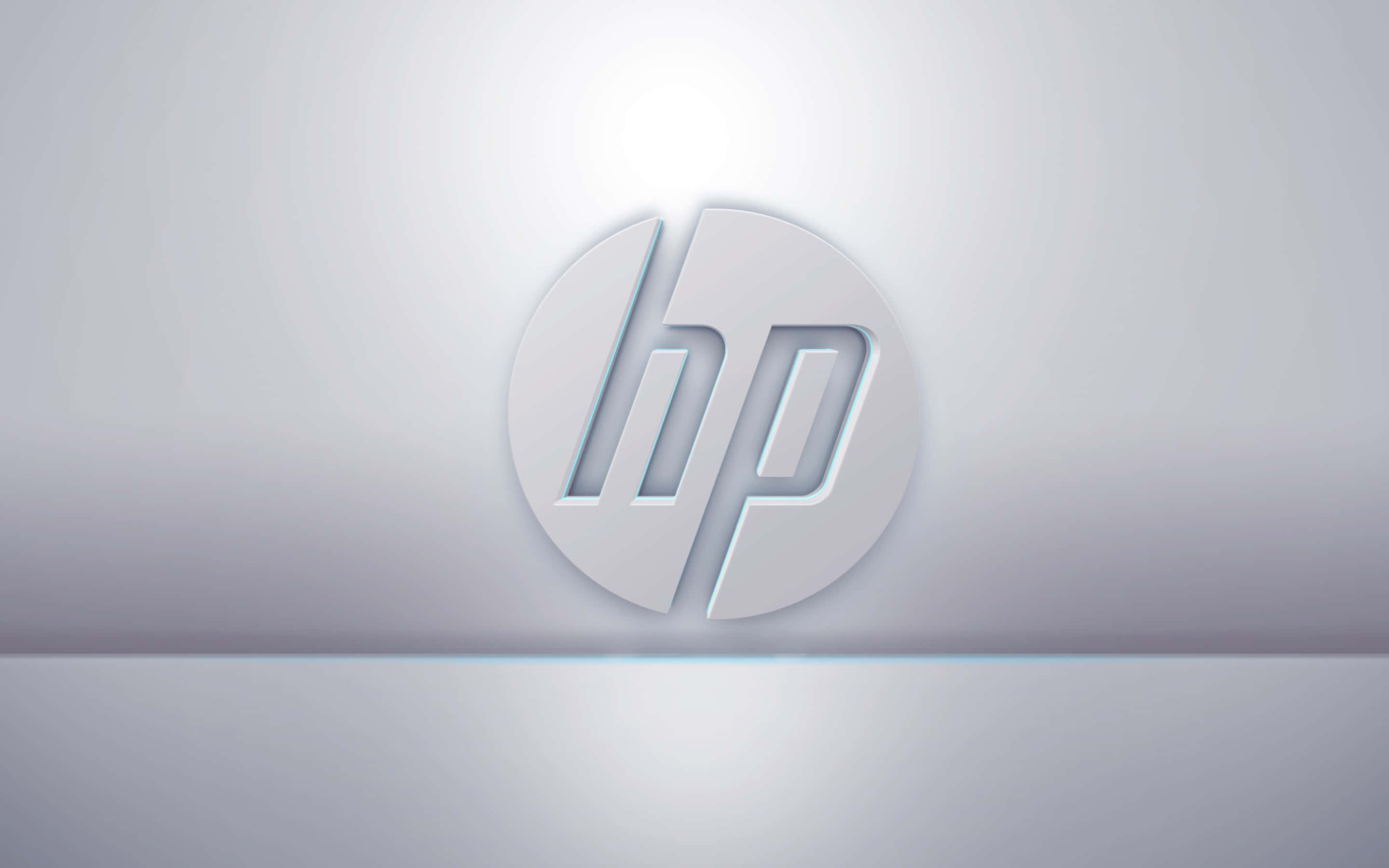 HP 桌布 壁紙 — 一個極簡的3D渲染HP標誌，居中於漸變灰色背景，帶有柔和照明。