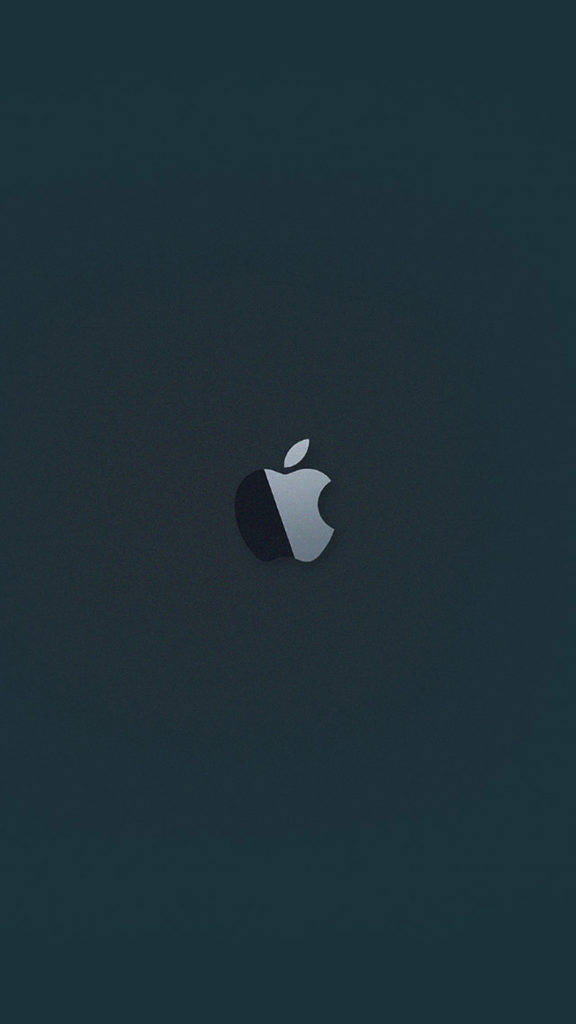 black apple iPhone 桌布 壁紙 — 一個極簡的Apple標誌，居中放置在深青綠色紋理背景上，帶有微妙的漸變照明。