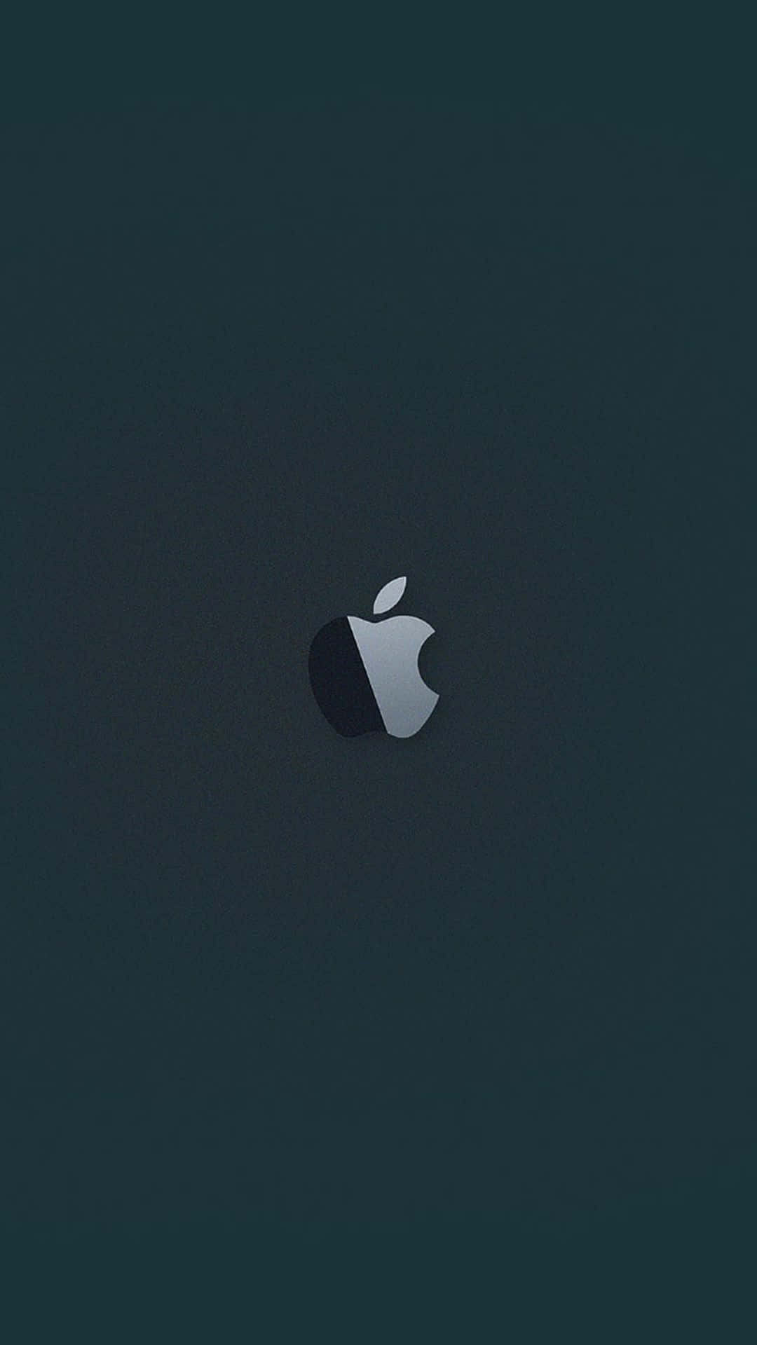 iPhone X Apple Logo 桌布 壁紙 — 一個極簡的Apple標誌，居中放置在帶有細微紋理的深藍綠色漸變背景上。